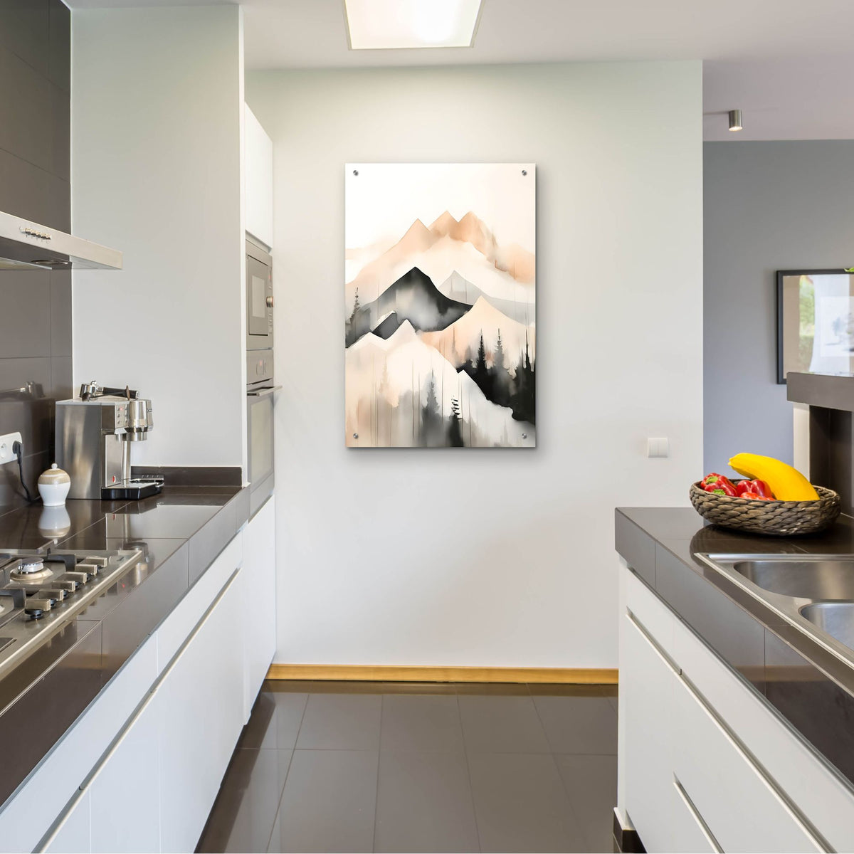 Epic Art 'Black & Beige Landscape 8' by Petals Prints Design, Acrylic Glass Wall Art,24x36