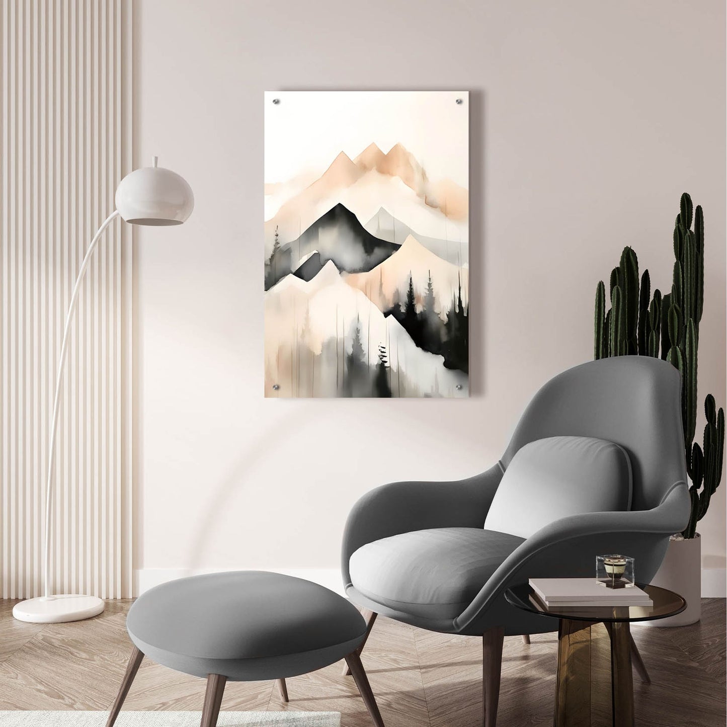 Epic Art 'Black & Beige Landscape 8' by Petals Prints Design, Acrylic Glass Wall Art,24x36