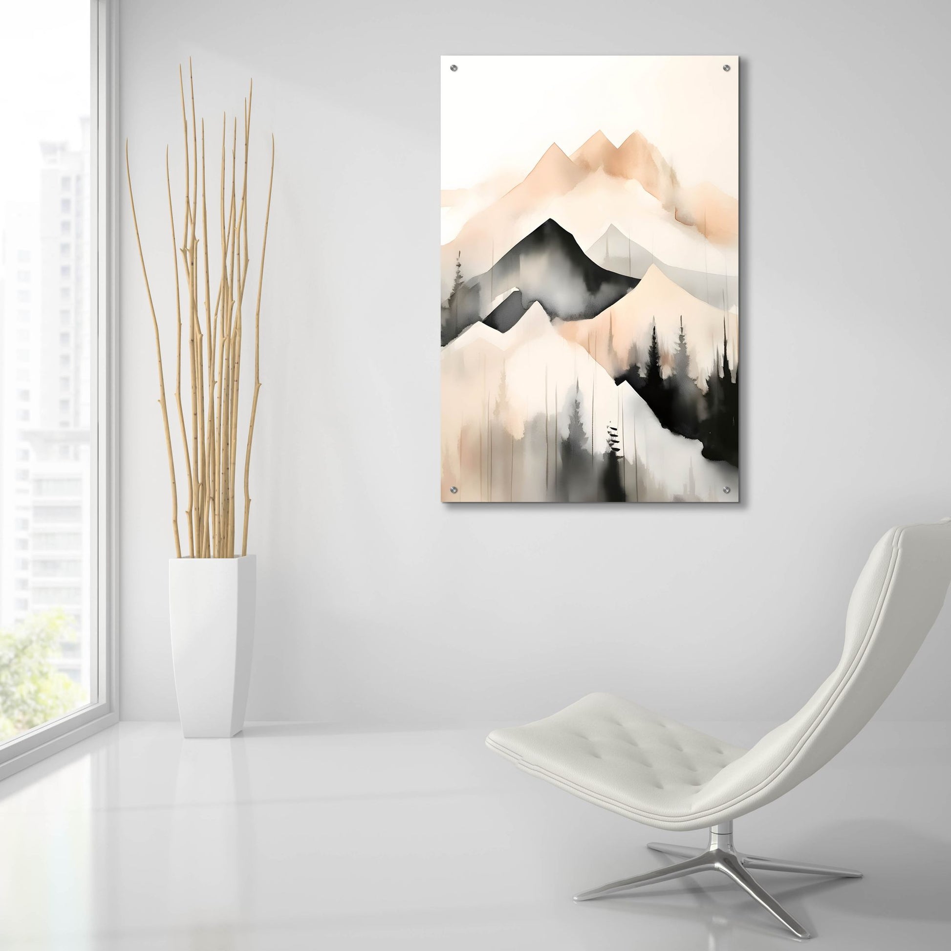 Epic Art 'Black & Beige Landscape 8' by Petals Prints Design, Acrylic Glass Wall Art,24x36