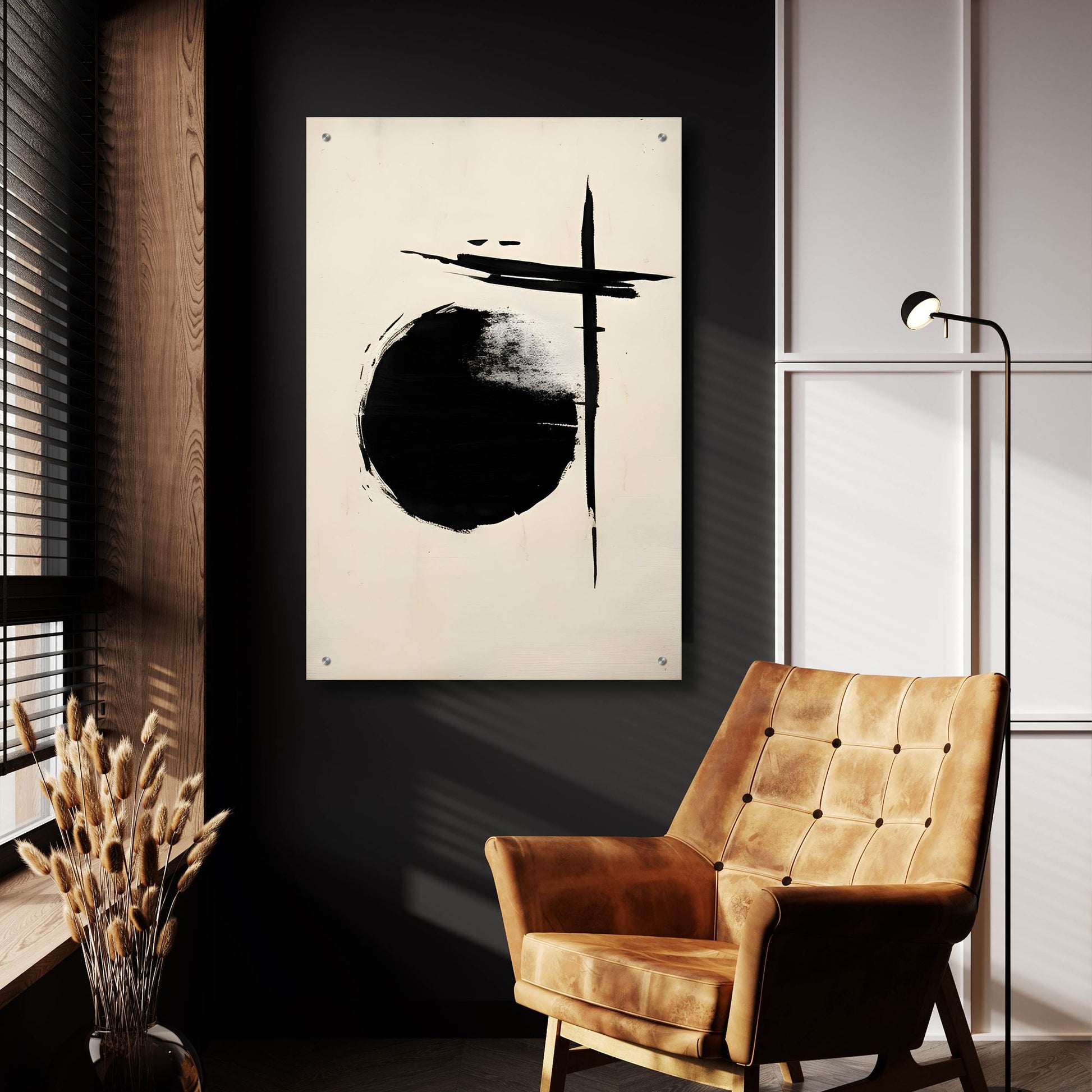 Epic Art 'Black & Neutral Abstract 6' by Petals Prints Design, Acrylic Glass Wall Art,24x36