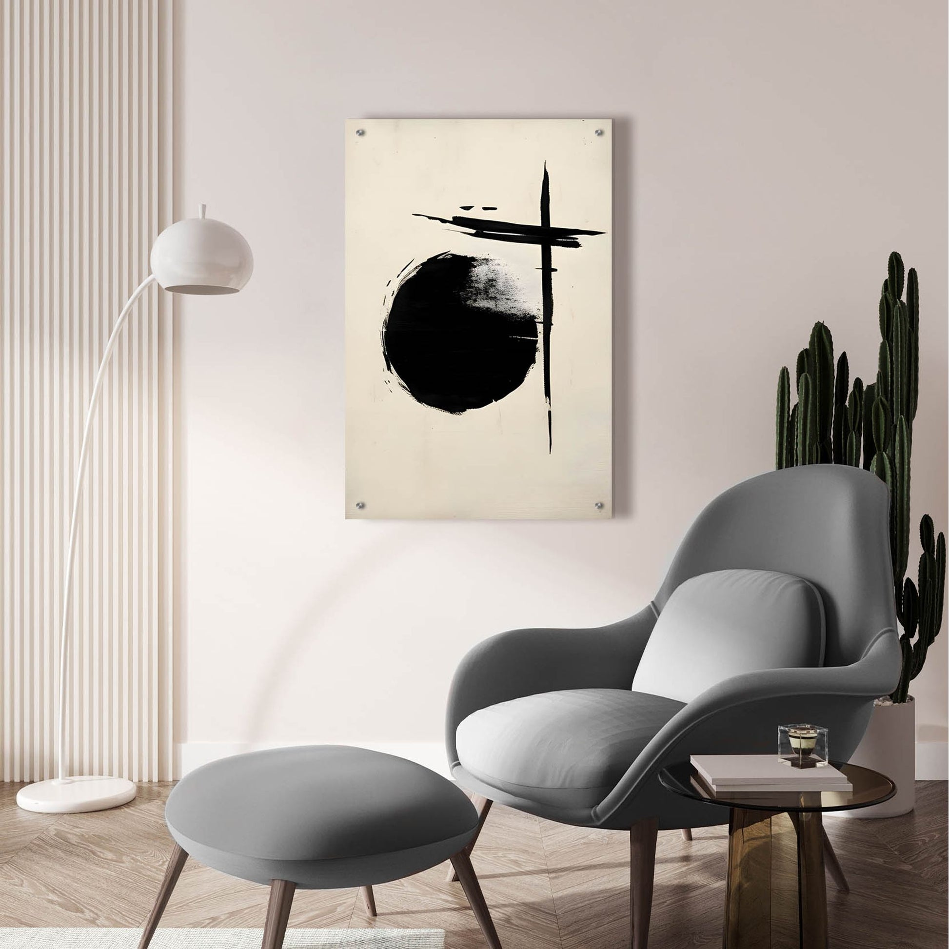 Epic Art 'Black & Neutral Abstract 6' by Petals Prints Design, Acrylic Glass Wall Art,24x36