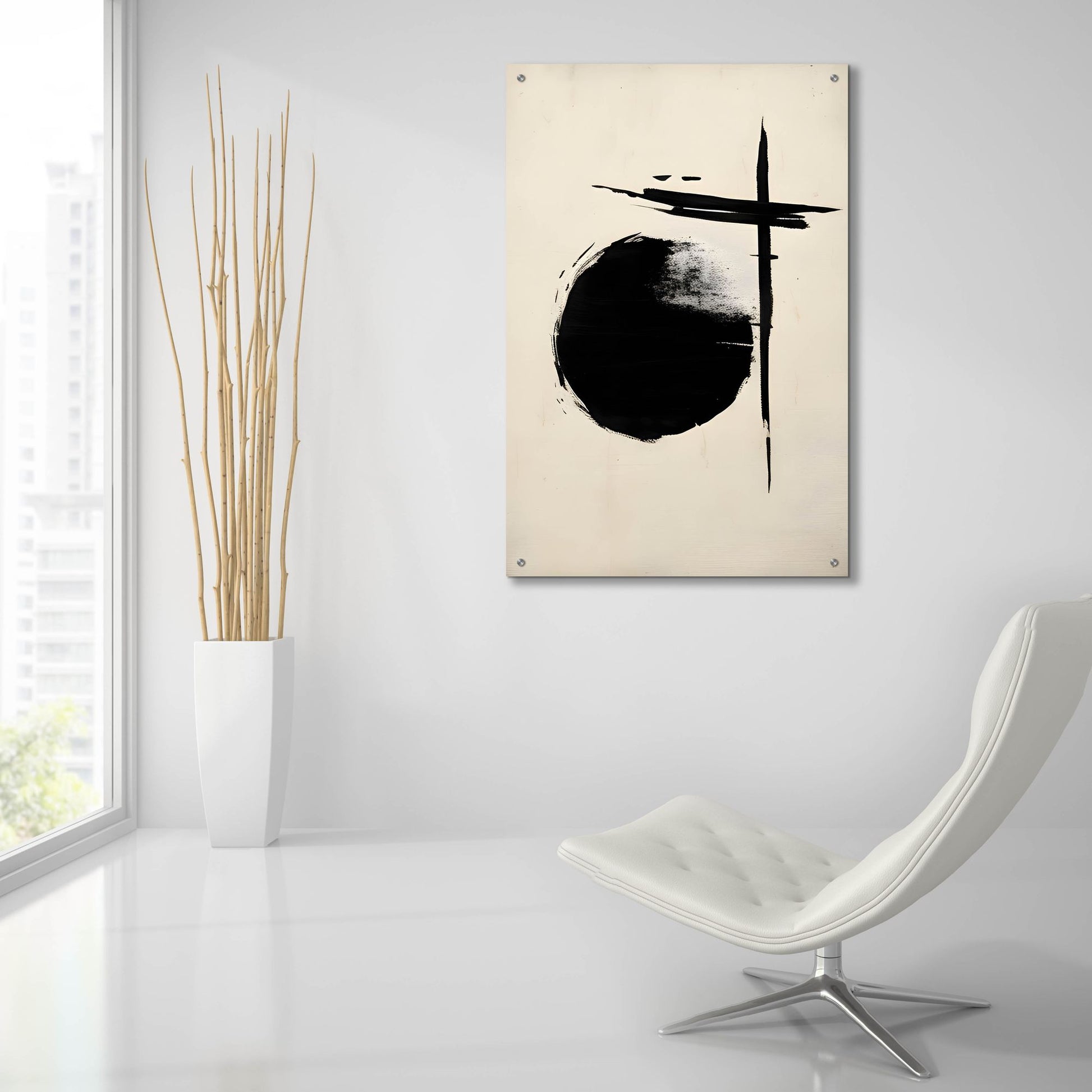 Epic Art 'Black & Neutral Abstract 6' by Petals Prints Design, Acrylic Glass Wall Art,24x36