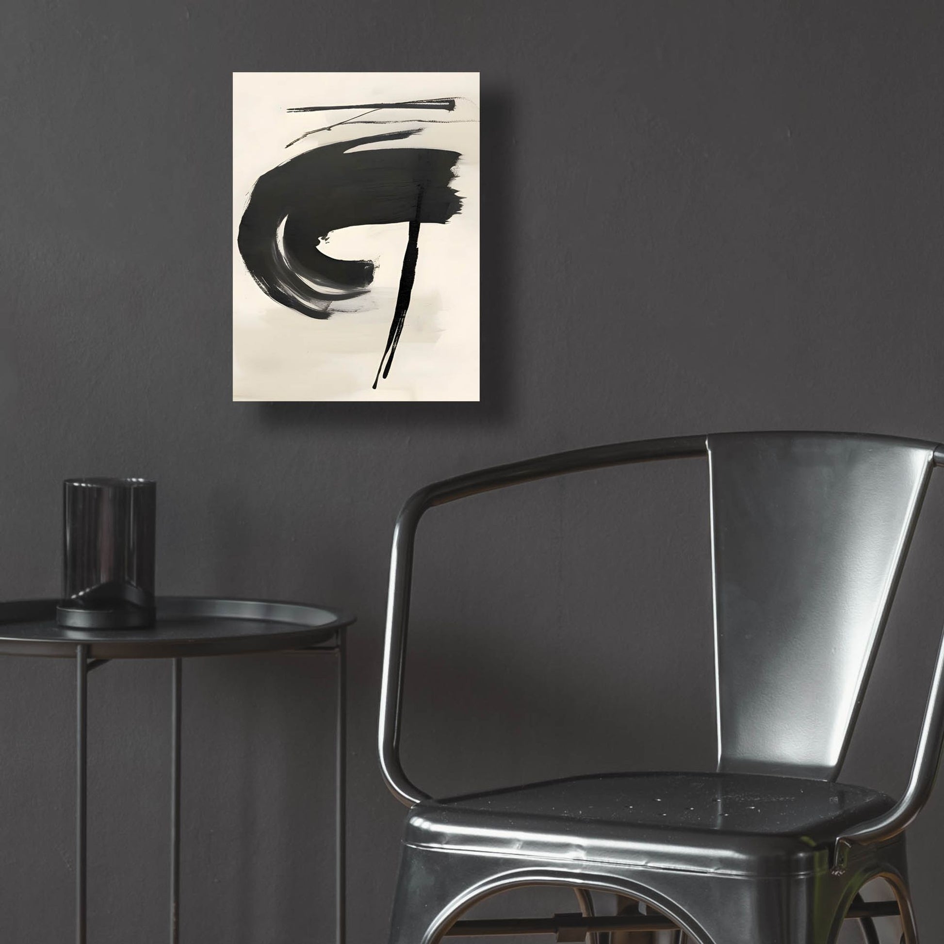 Epic Art 'Black & Neutral Abstract 7' by Petals Prints Design, Acrylic Glass Wall Art,12x16
