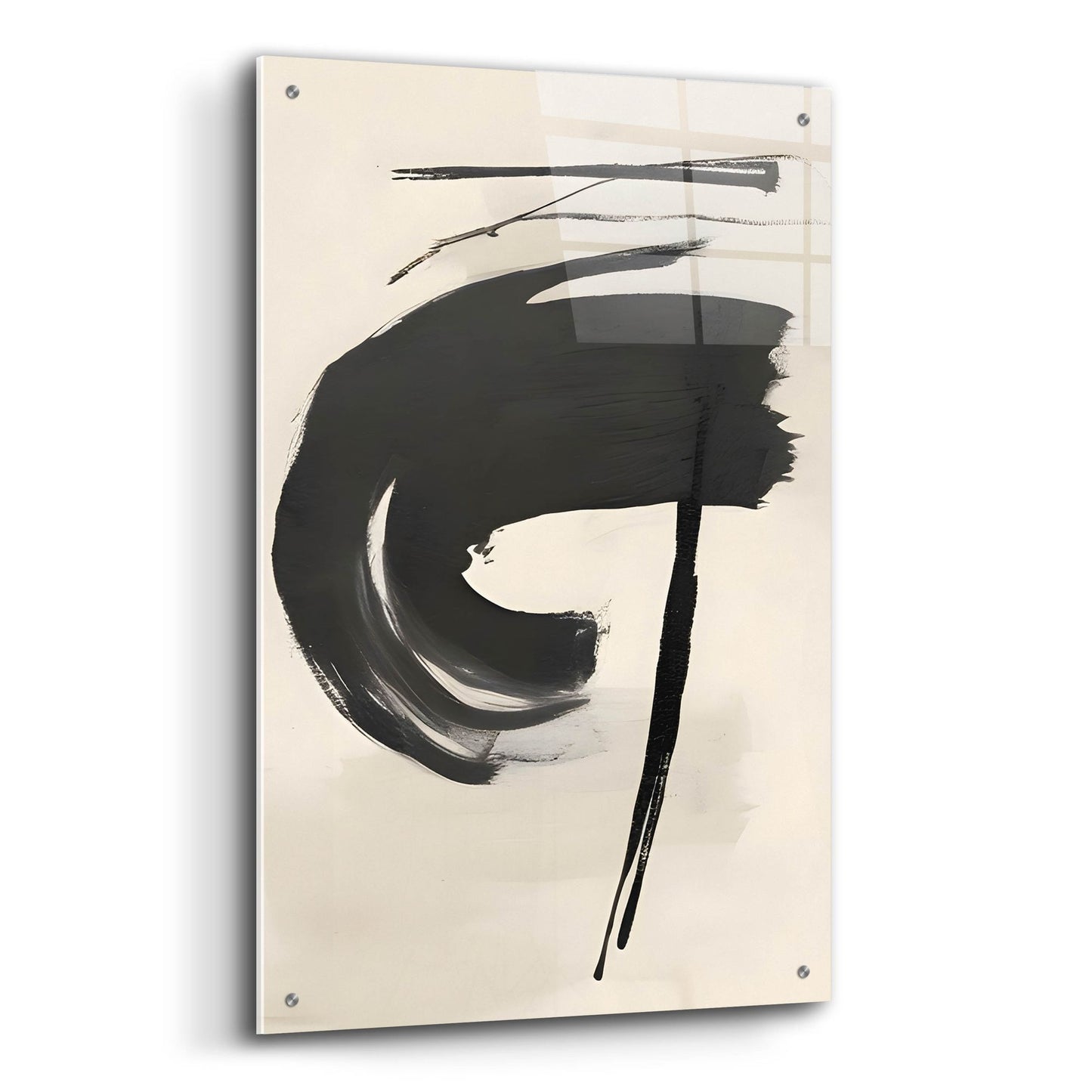 Epic Art 'Black & Neutral Abstract 7' by Petals Prints Design, Acrylic Glass Wall Art,24x36