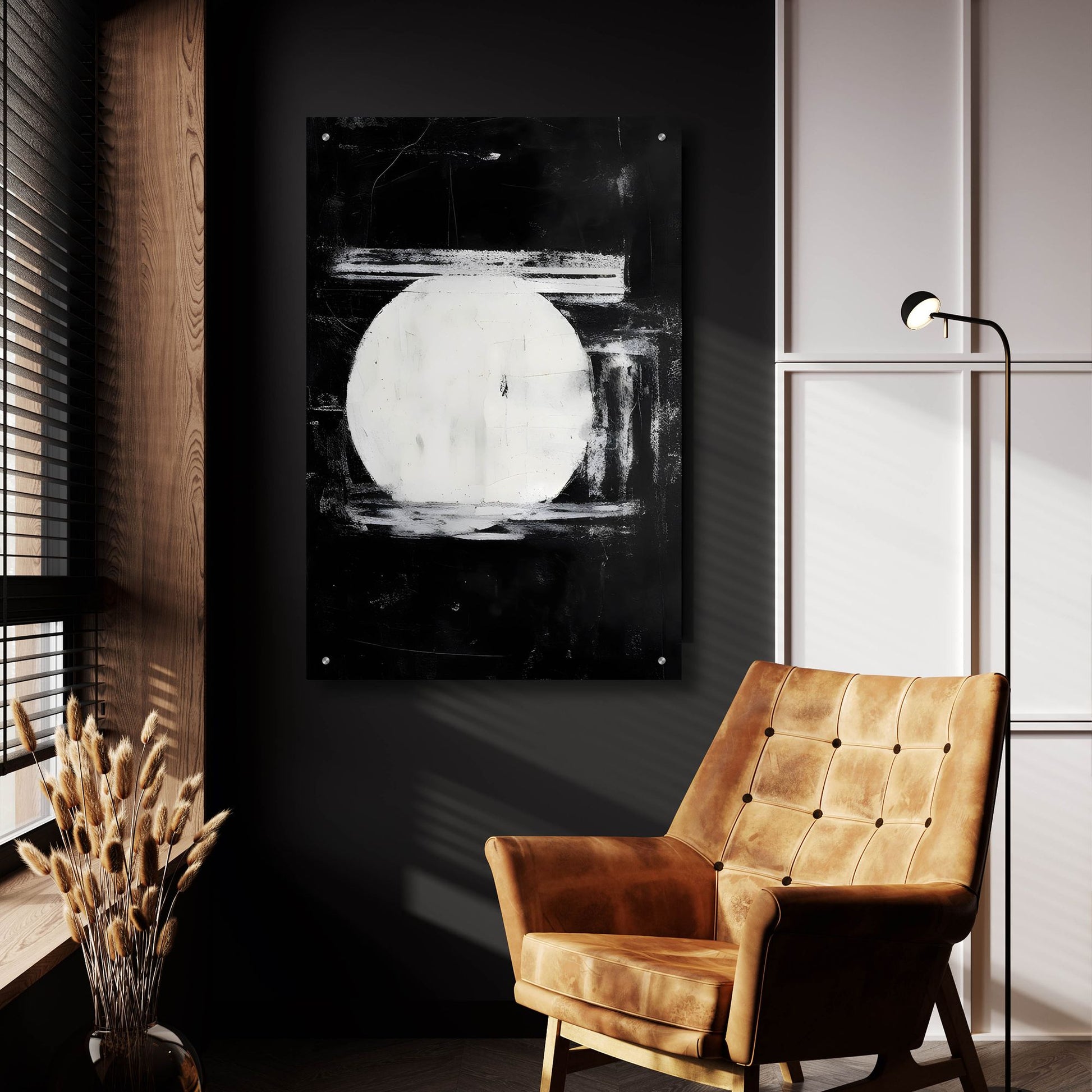 Epic Art 'Black & Neutral Abstract 10' by Petals Prints Design, Acrylic Glass Wall Art,24x36