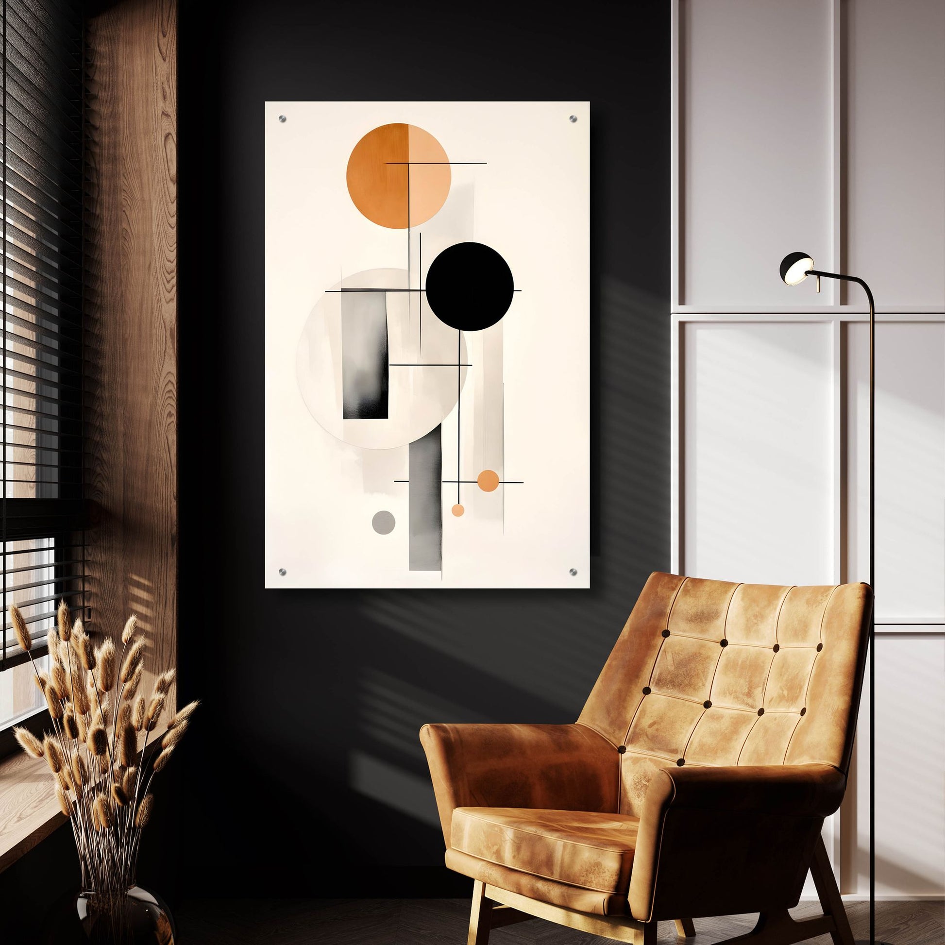 Epic Art 'Black and Tan Geometric 1' by Petals Prints Design, Acrylic Glass Wall Art,24x36