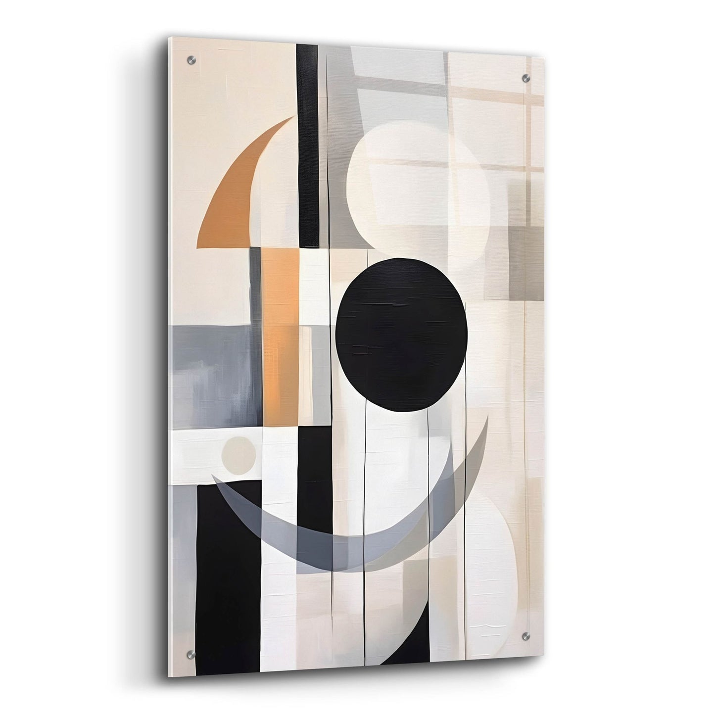 Epic Art 'Black and Tan Geometric 3' by Petals Prints Design, Acrylic Glass Wall Art,24x36