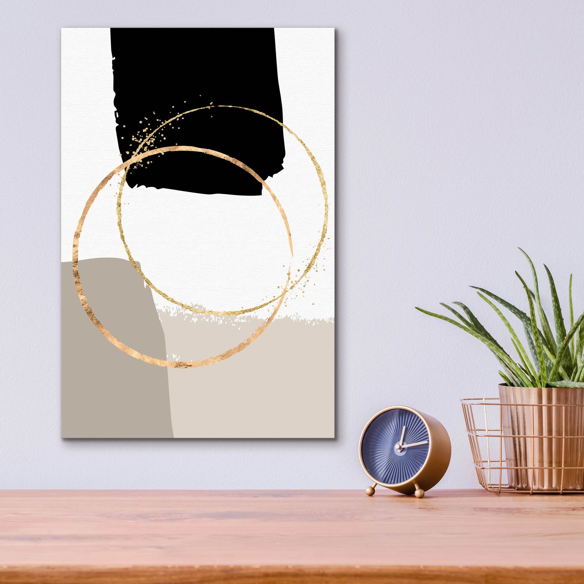 Epic Art 'Golden Abstract 10' by Petals Prints Design, Acrylic Glass Wall Art,12x16