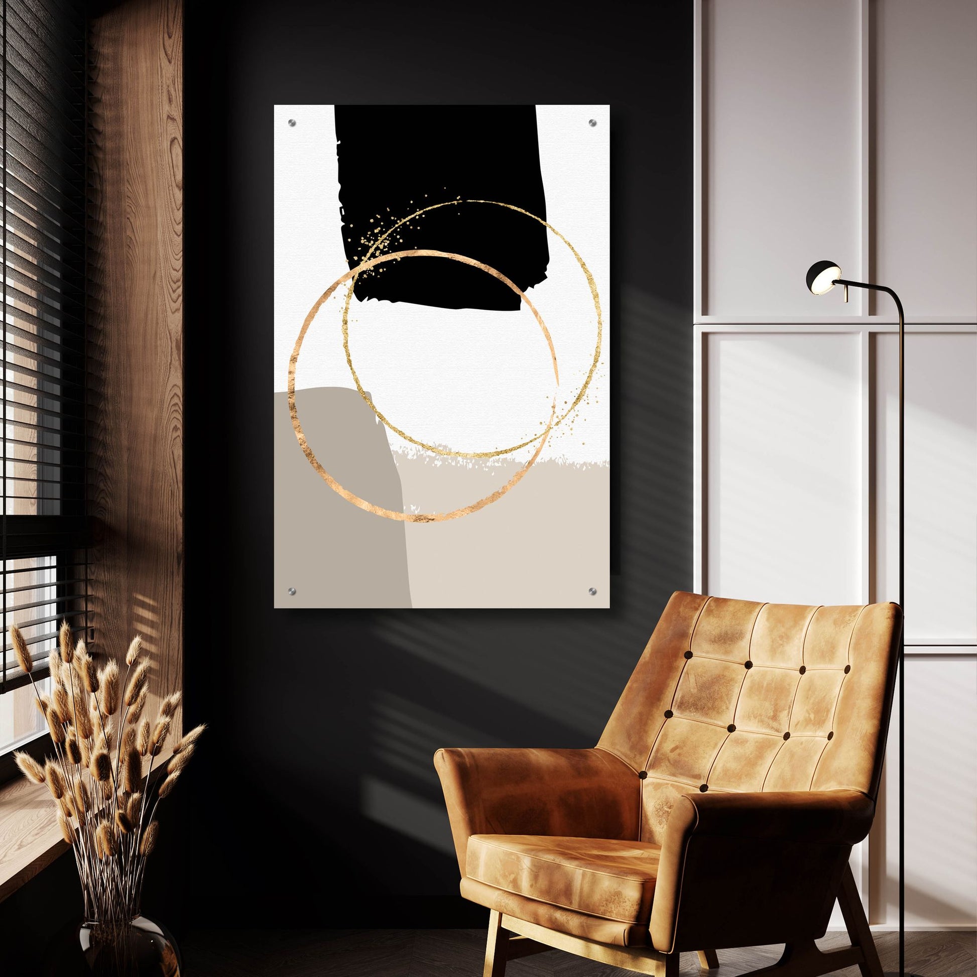 Epic Art 'Golden Abstract 10' by Petals Prints Design, Acrylic Glass Wall Art,24x36