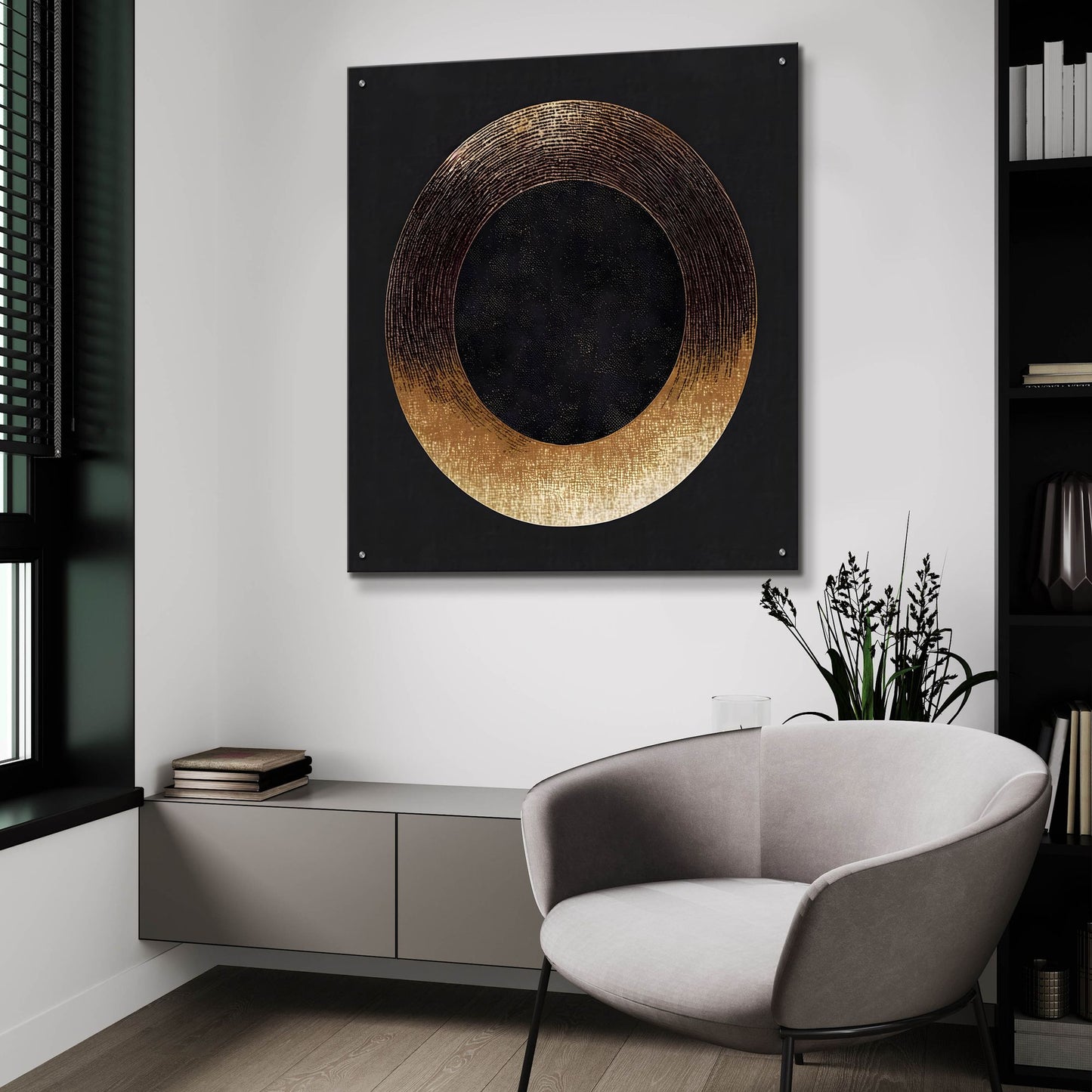 Epic Art 'Minimal Abstract Black 2' by Petals Prints Design, Acrylic Glass Wall Art,36x36