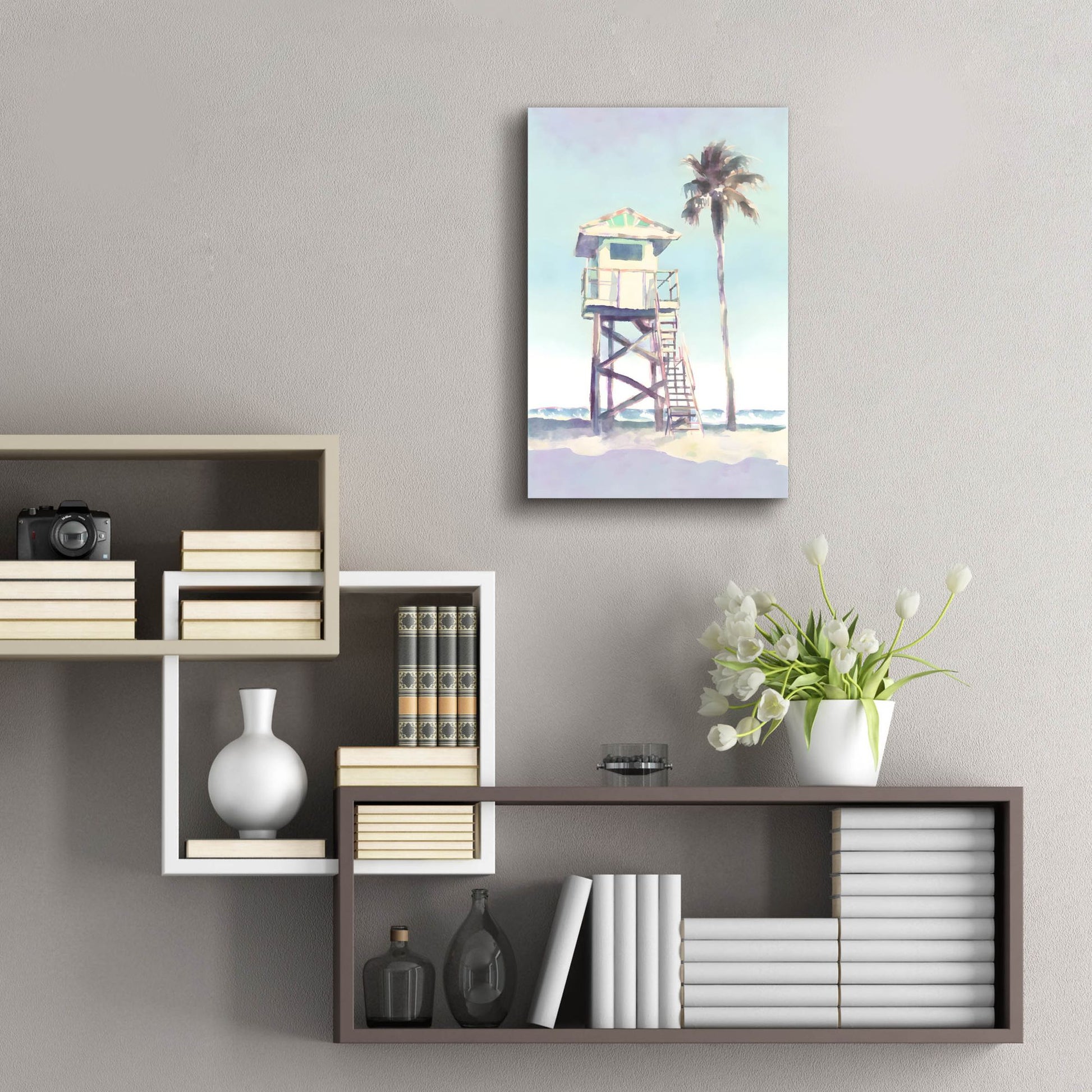 Epic Art 'Boho Beachy Lifeguard Stand 1' by Petals Prints Design, Acrylic Glass Wall Art,16x24