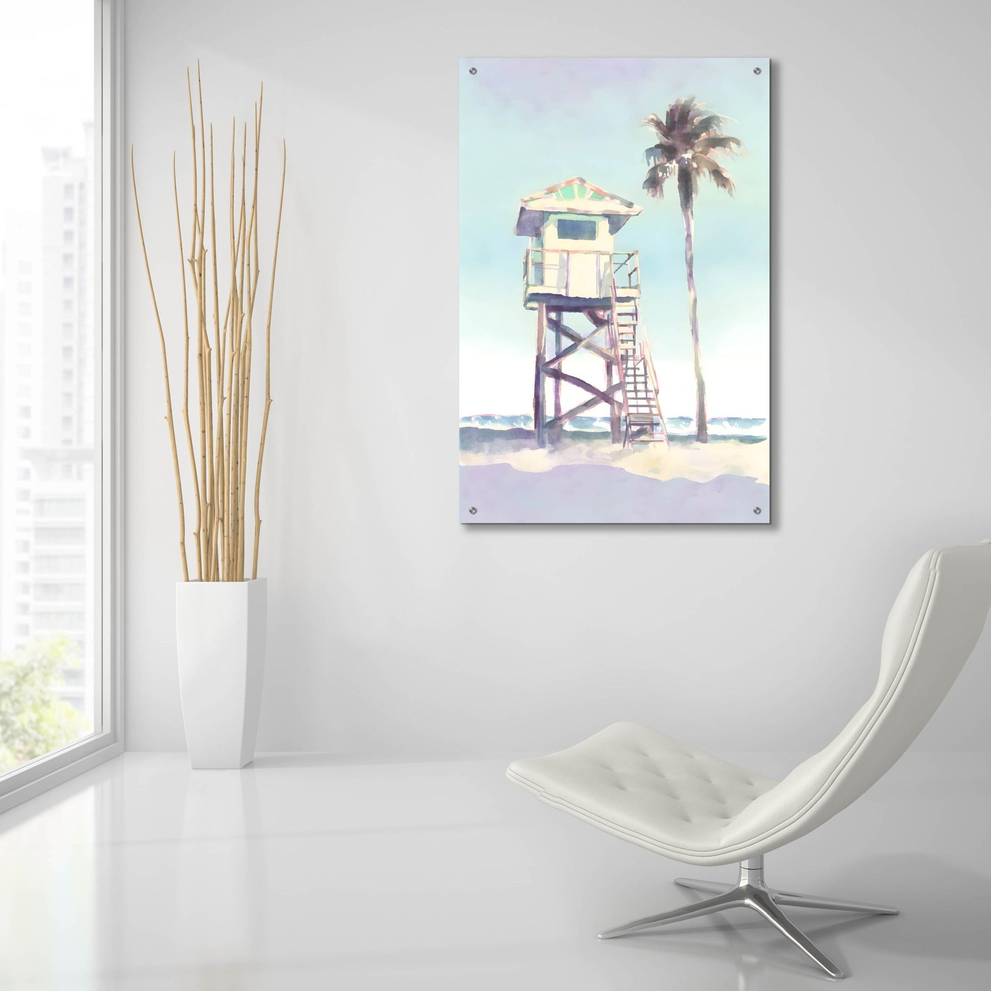 Epic Art 'Boho Beachy Lifeguard Stand 1' by Petals Prints Design, Acrylic Glass Wall Art,24x36