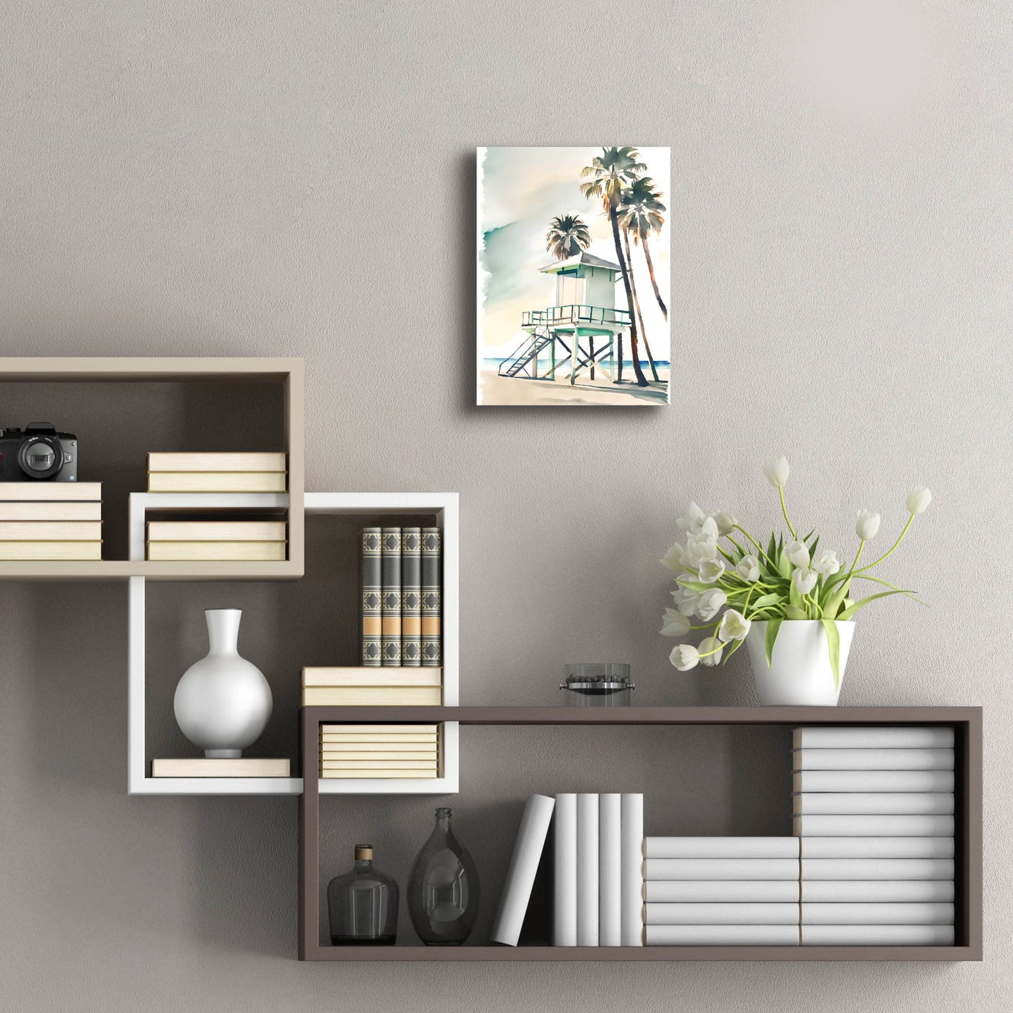 Epic Art 'Boho Beachy Lifeguard Stand 2' by Petals Prints Design, Acrylic Glass Wall Art,12x16