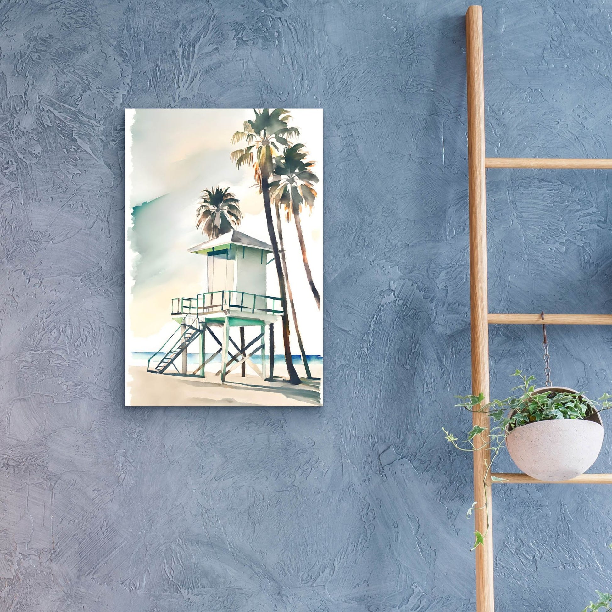 Epic Art 'Boho Beachy Lifeguard Stand 2' by Petals Prints Design, Acrylic Glass Wall Art,16x24