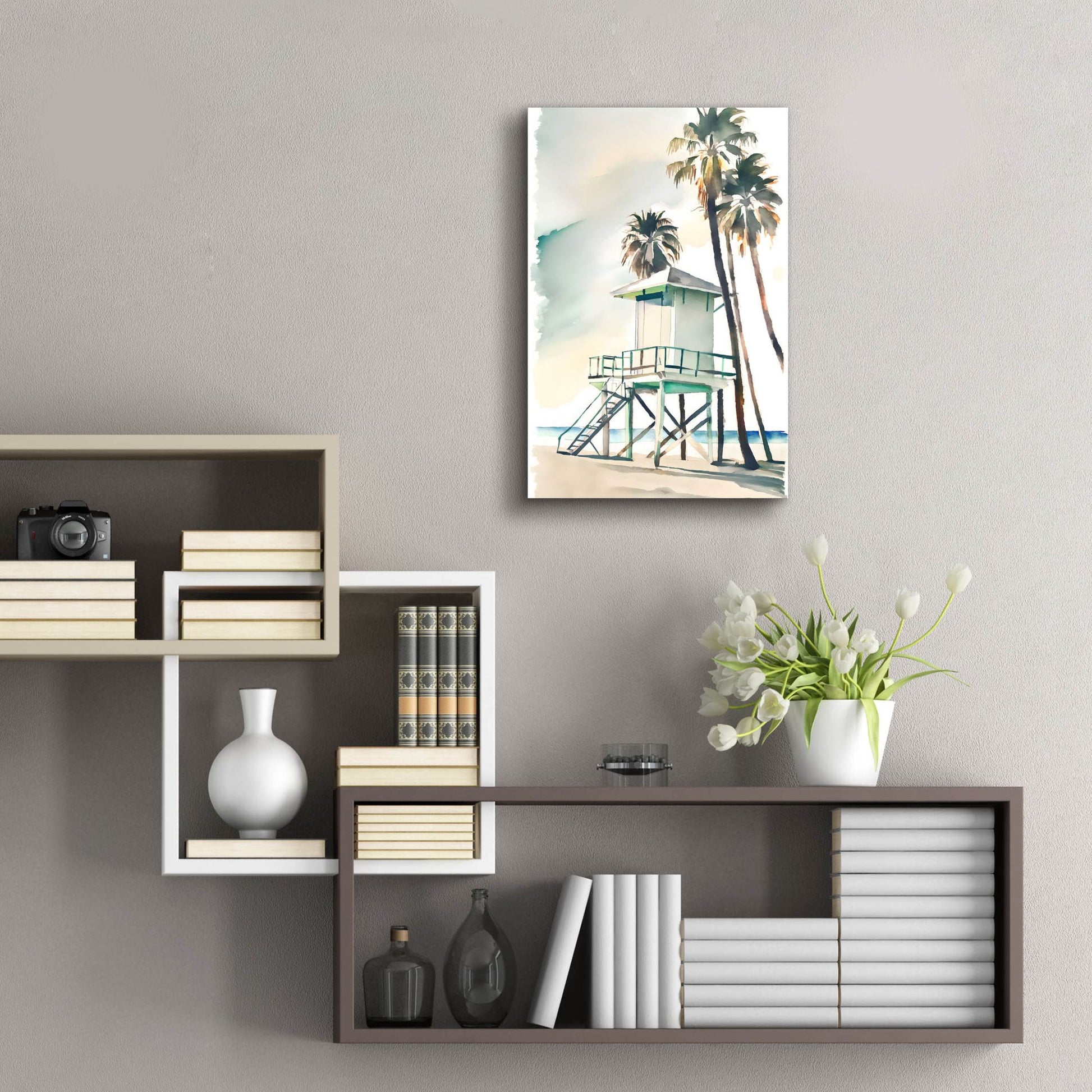 Epic Art 'Boho Beachy Lifeguard Stand 2' by Petals Prints Design, Acrylic Glass Wall Art,16x24