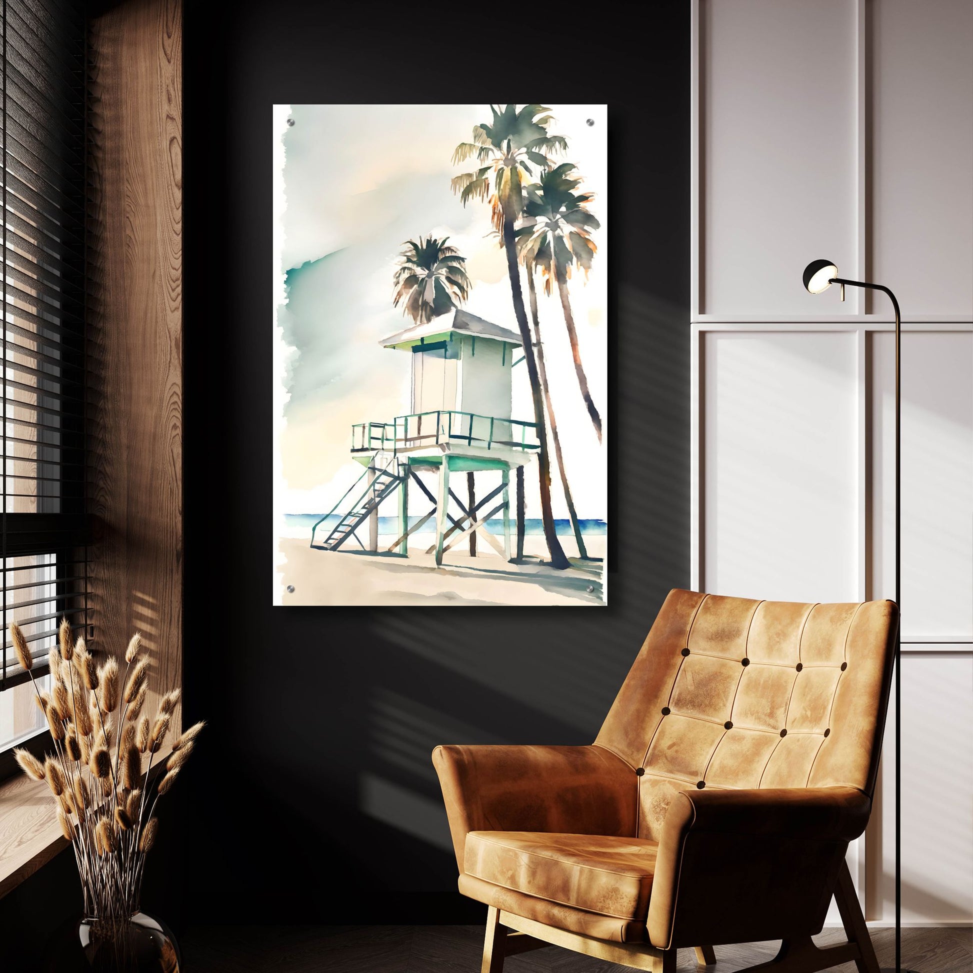 Epic Art 'Boho Beachy Lifeguard Stand 2' by Petals Prints Design, Acrylic Glass Wall Art,24x36