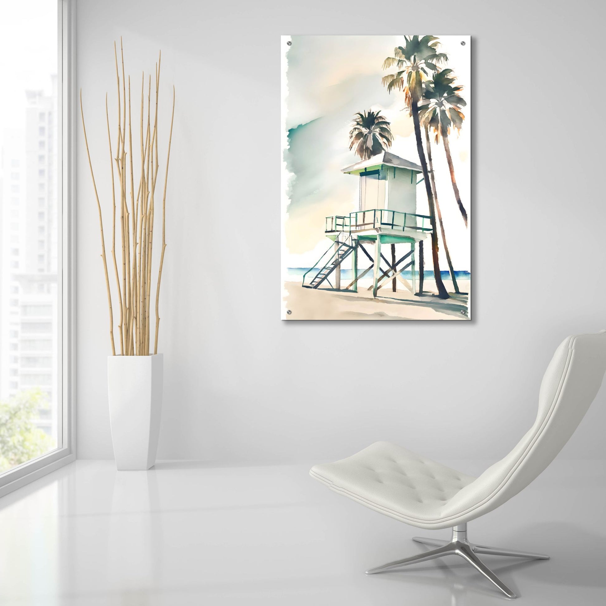 Epic Art 'Boho Beachy Lifeguard Stand 2' by Petals Prints Design, Acrylic Glass Wall Art,24x36