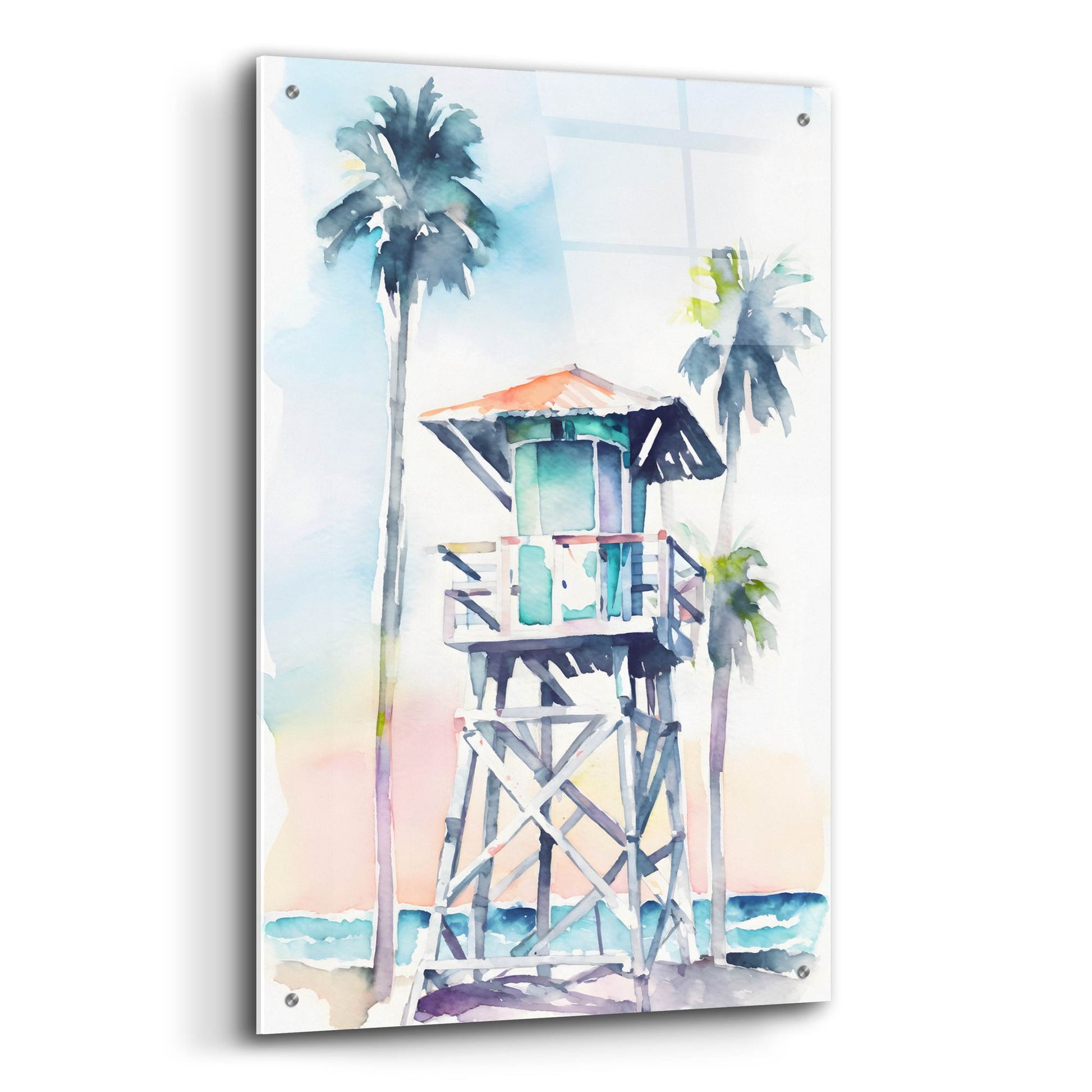 Epic Art 'Boho Beachy Lifeguard Stand 5' by Petals Prints Design, Acrylic Glass Wall Art,24x36