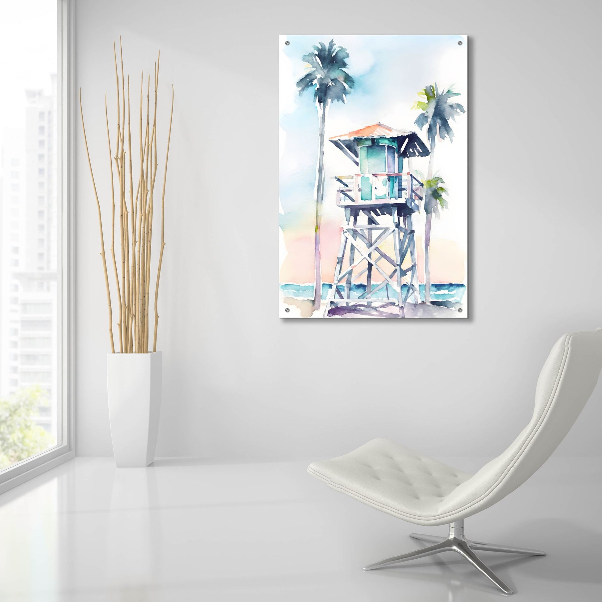 Epic Art 'Boho Beachy Lifeguard Stand 5' by Petals Prints Design, Acrylic Glass Wall Art,24x36