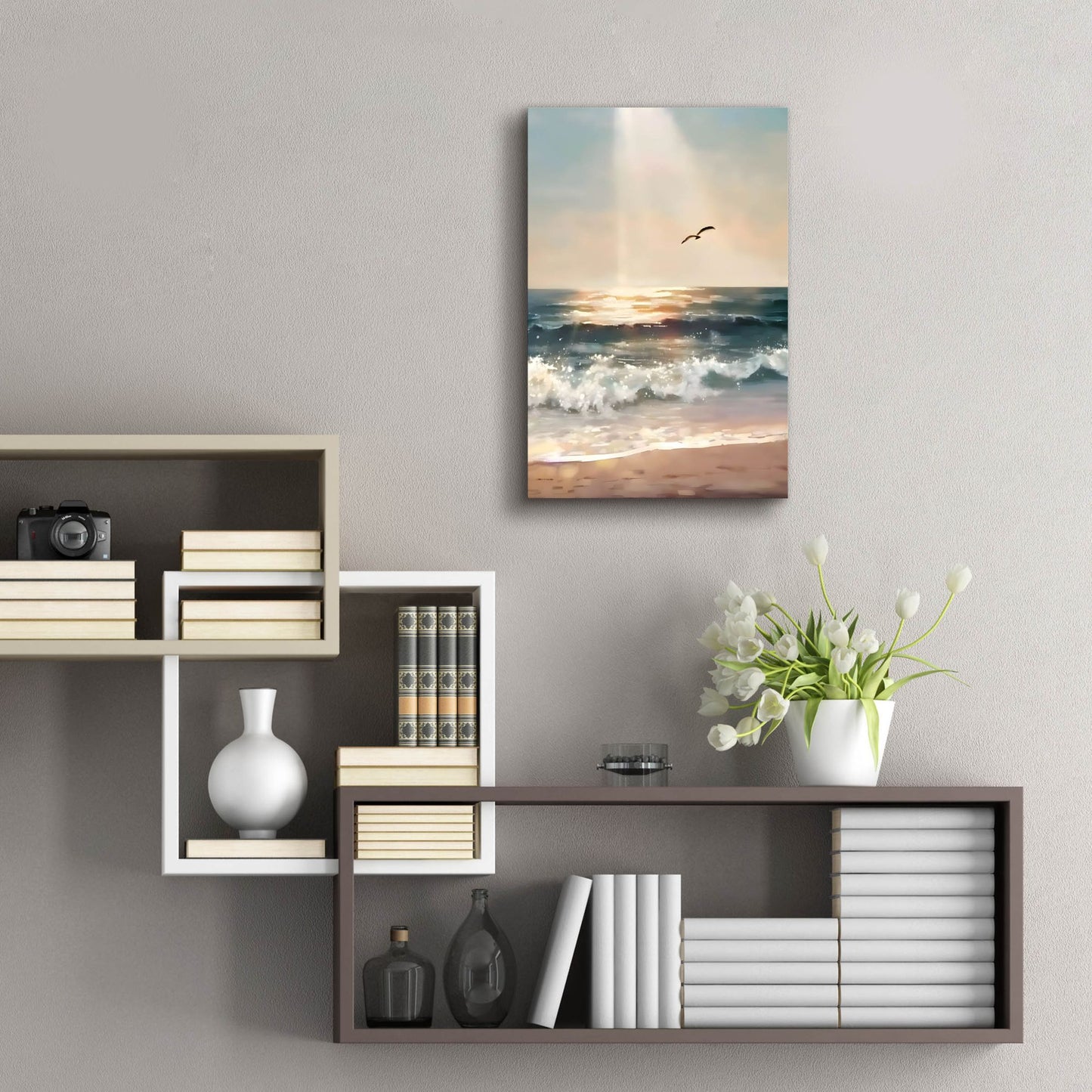 Epic Art 'Breaking Waves' by Petals Prints Design, Acrylic Glass Wall Art,16x24