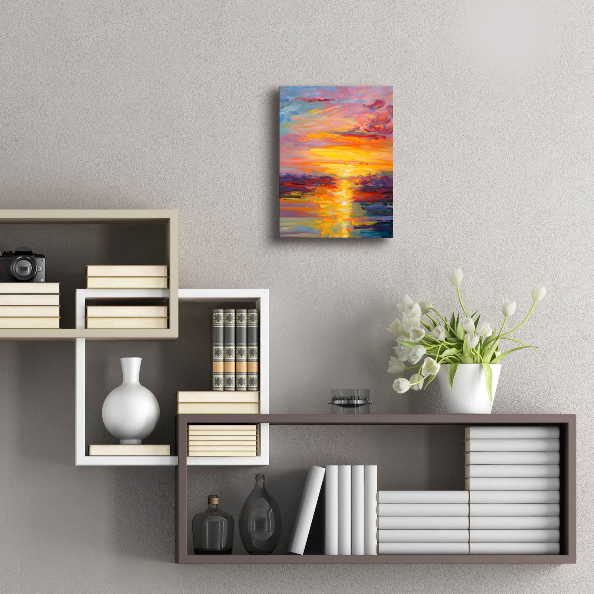 Epic Art 'Coastal Sunset 3' by Petals Prints Design, Acrylic Glass Wall Art,12x16