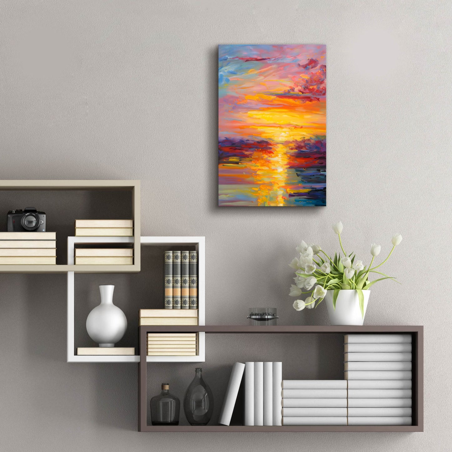 Epic Art 'Coastal Sunset 3' by Petals Prints Design, Acrylic Glass Wall Art,16x24