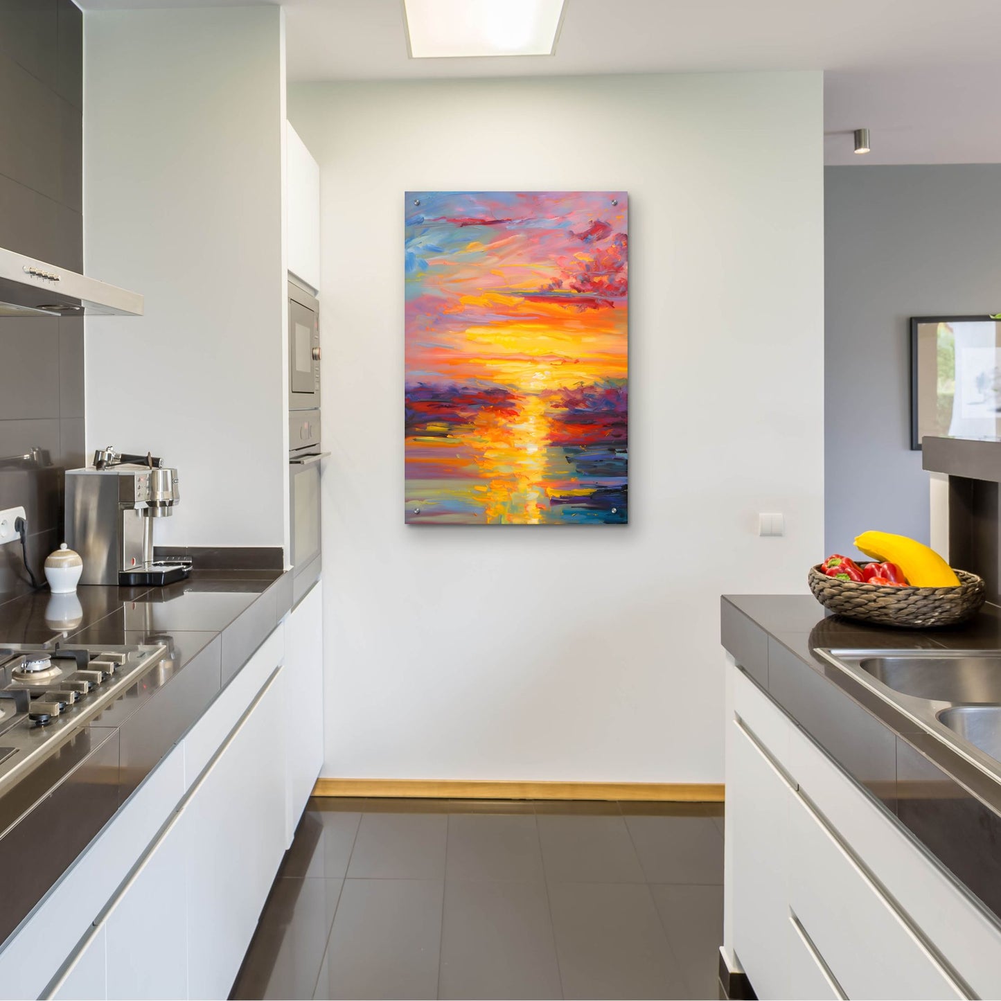 Epic Art 'Coastal Sunset 3' by Petals Prints Design, Acrylic Glass Wall Art,24x36