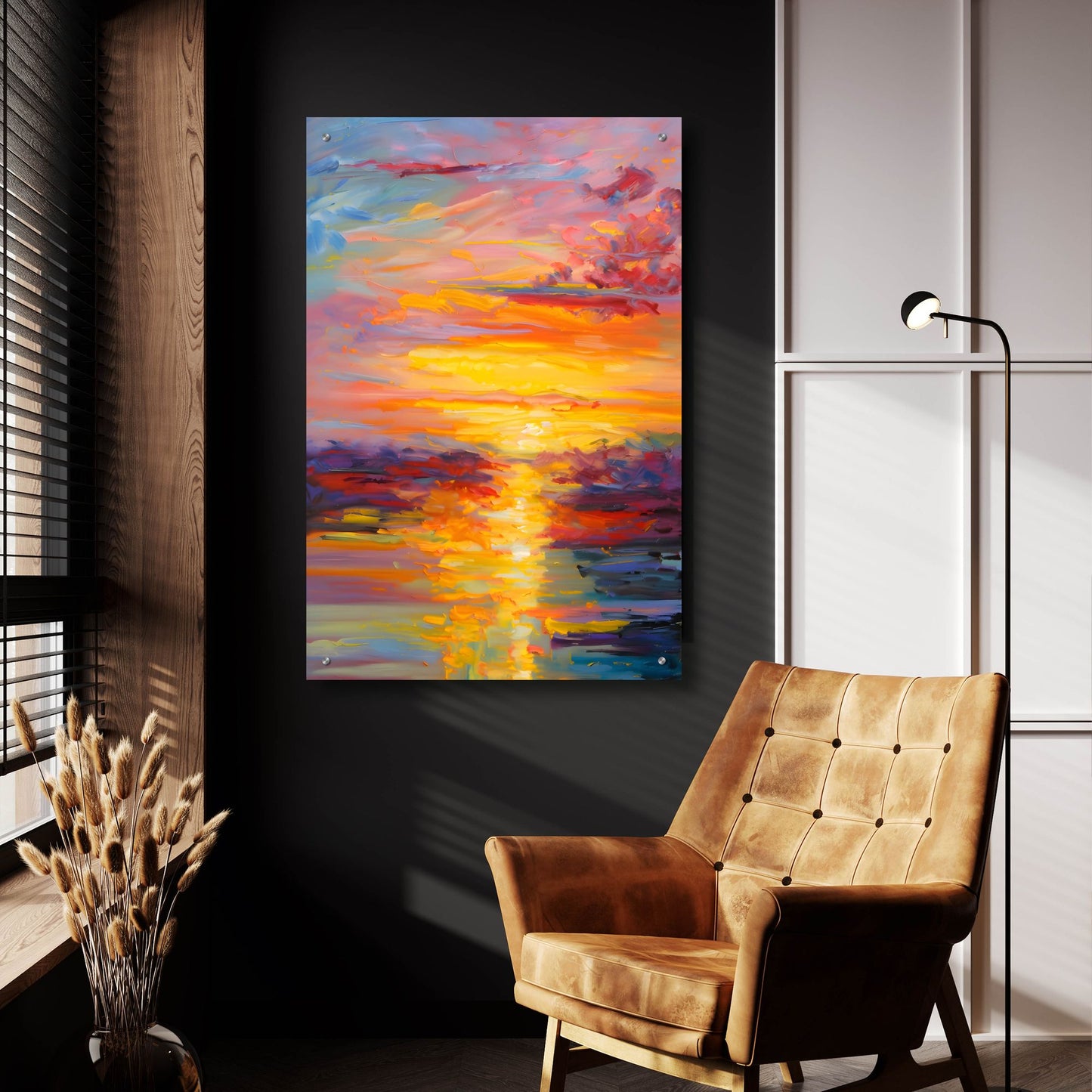 Epic Art 'Coastal Sunset 3' by Petals Prints Design, Acrylic Glass Wall Art,24x36