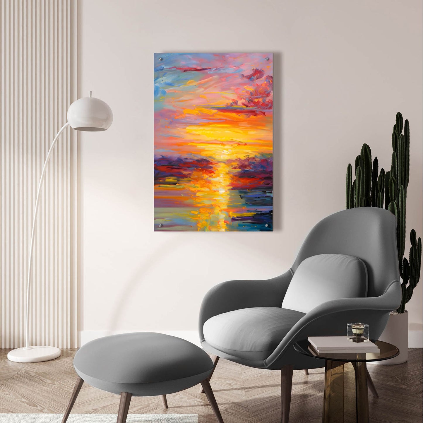 Epic Art 'Coastal Sunset 3' by Petals Prints Design, Acrylic Glass Wall Art,24x36