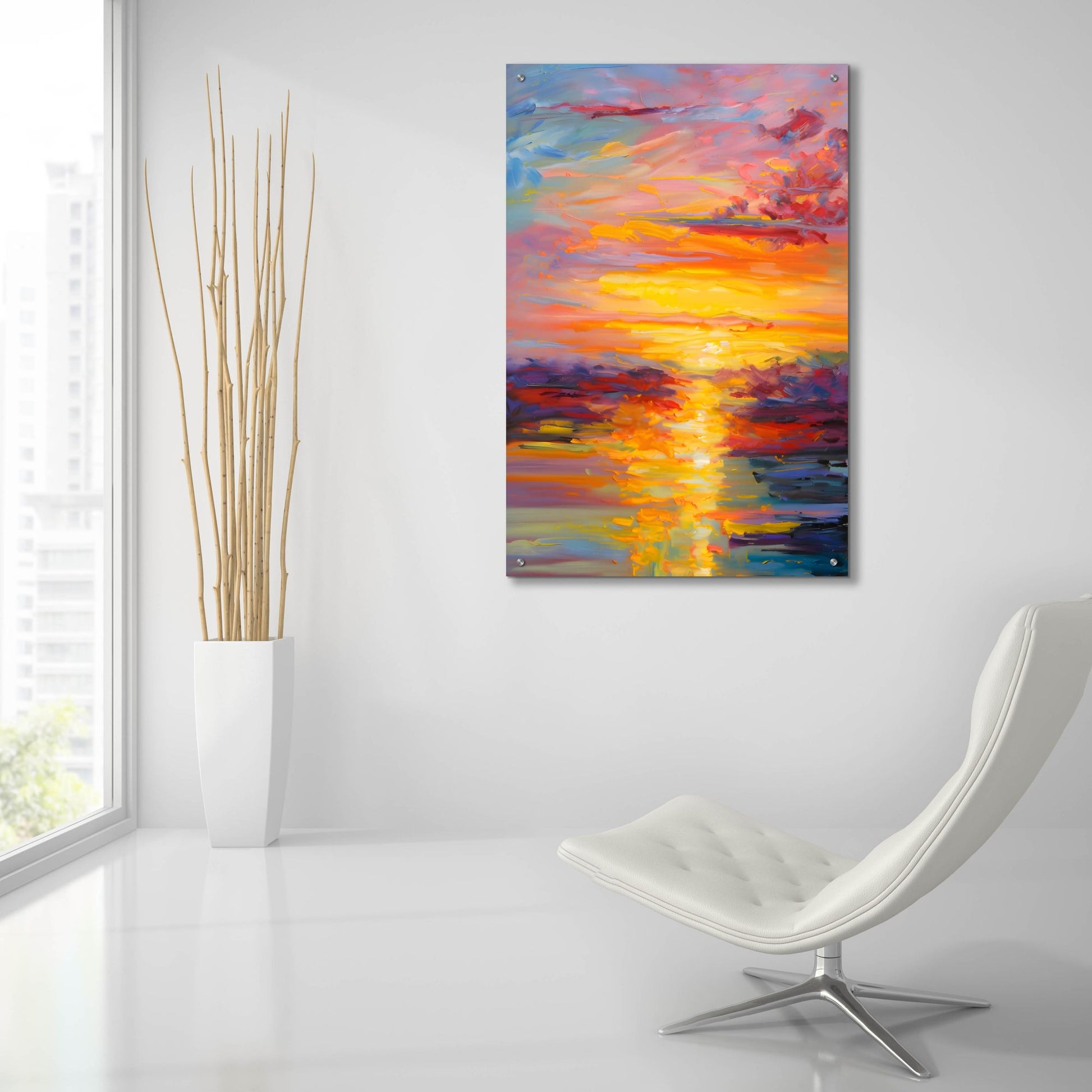 Epic Art 'Coastal Sunset 3' by Petals Prints Design, Acrylic Glass Wall Art,24x36