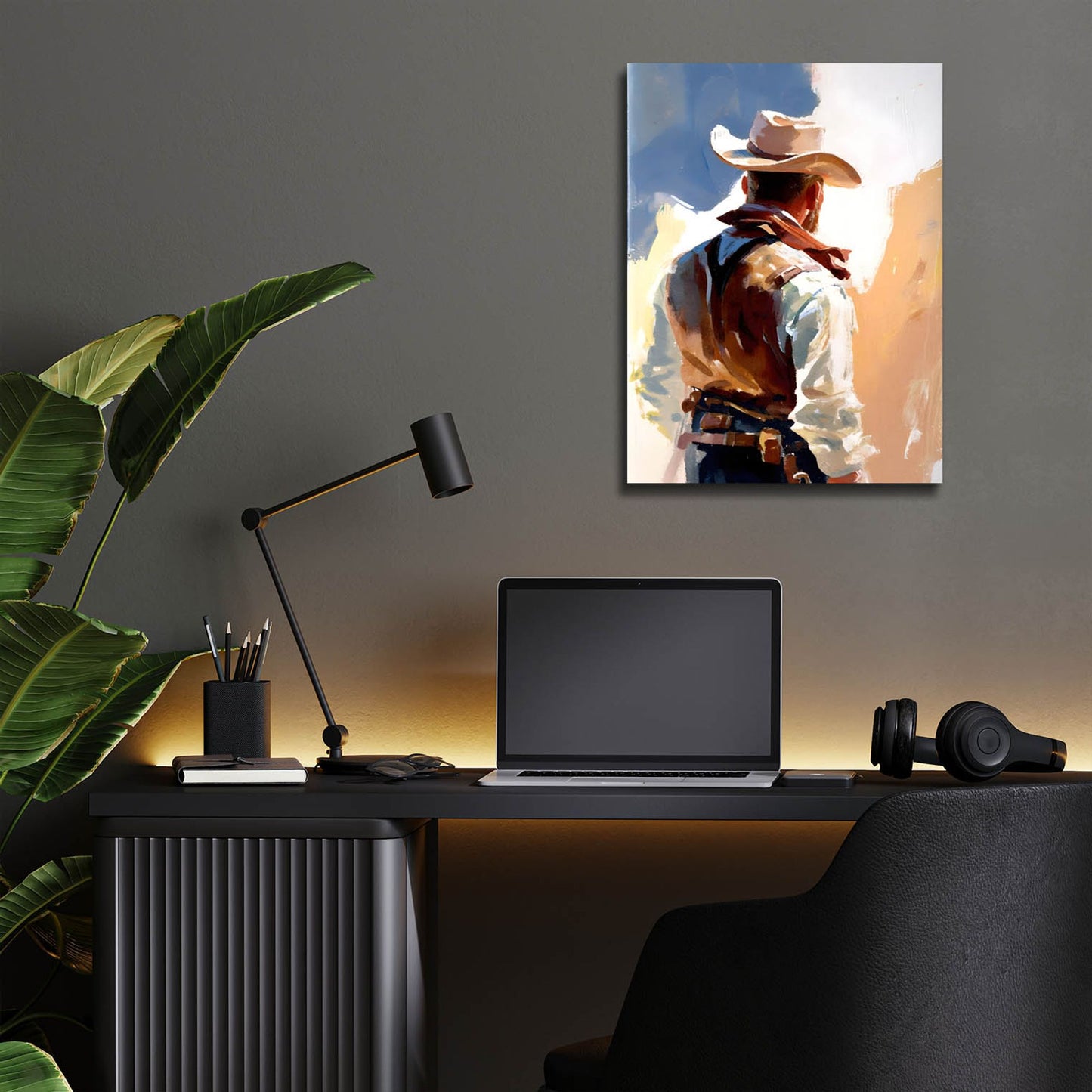 Epic Art 'Cowboy 2' by Petals Prints Design, Acrylic Glass Wall Art,12x16