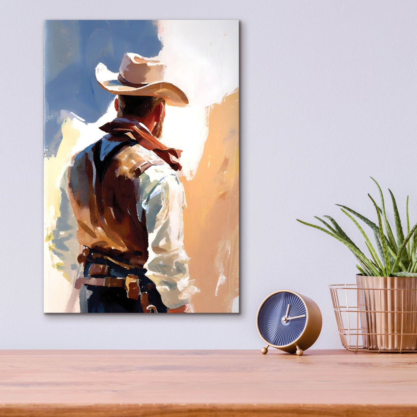 Epic Art 'Cowboy 2' by Petals Prints Design, Acrylic Glass Wall Art,12x16