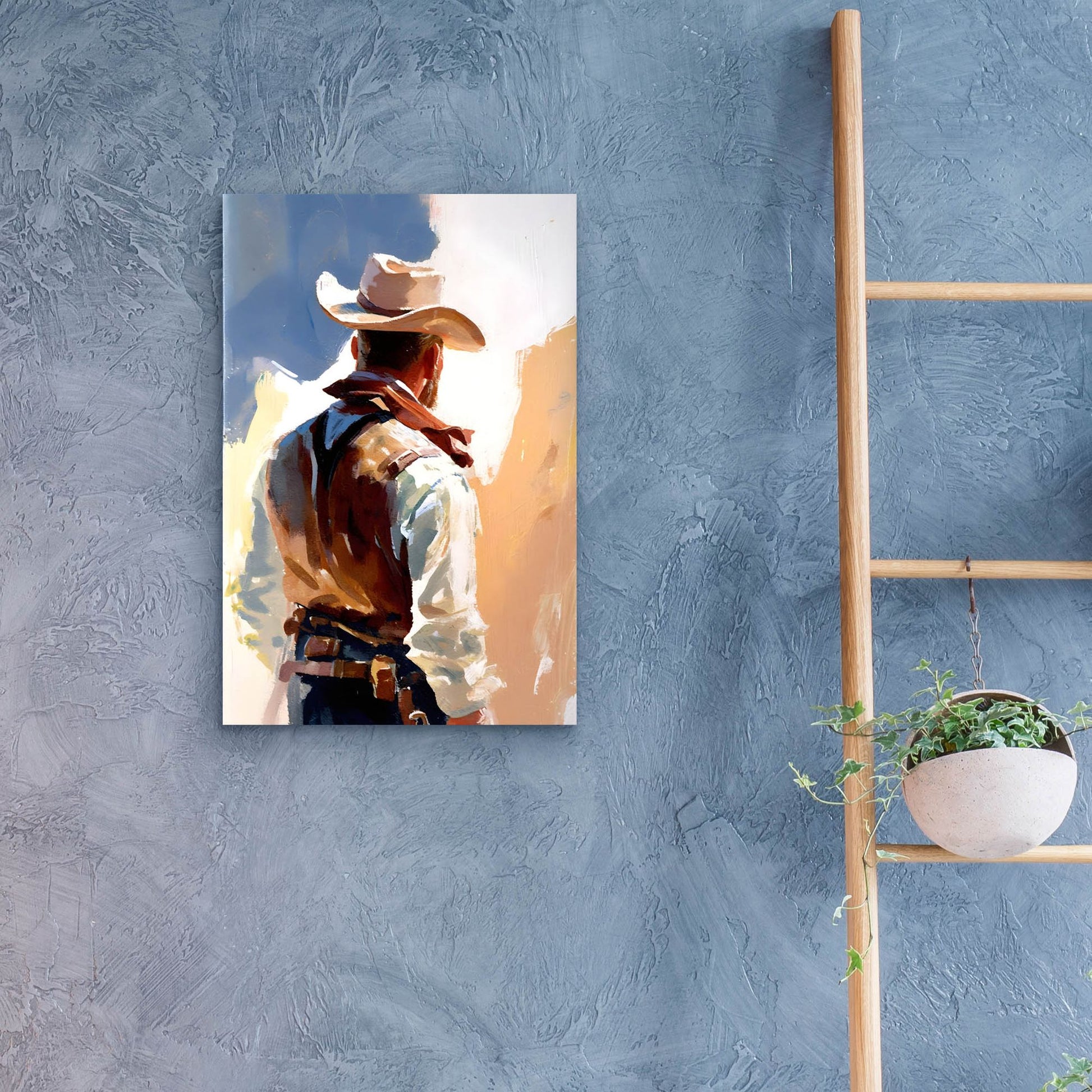 Epic Art 'Cowboy 2' by Petals Prints Design, Acrylic Glass Wall Art,16x24