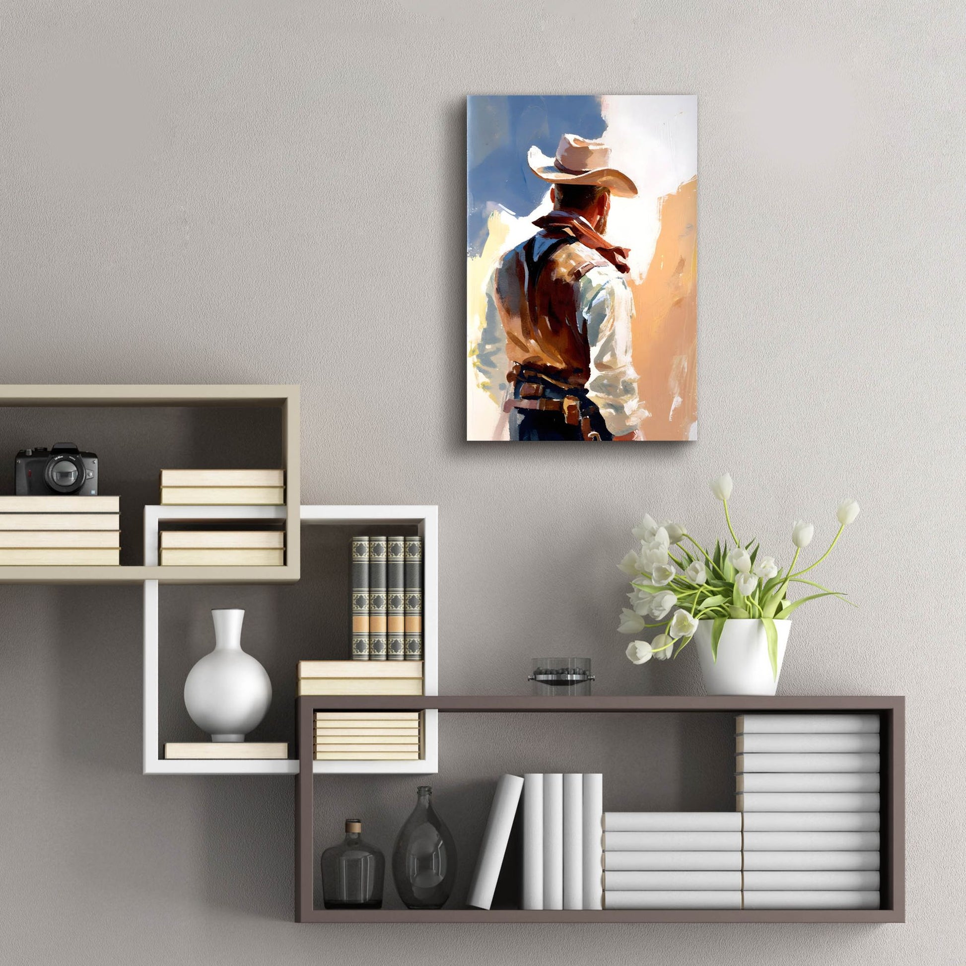 Epic Art 'Cowboy 2' by Petals Prints Design, Acrylic Glass Wall Art,16x24