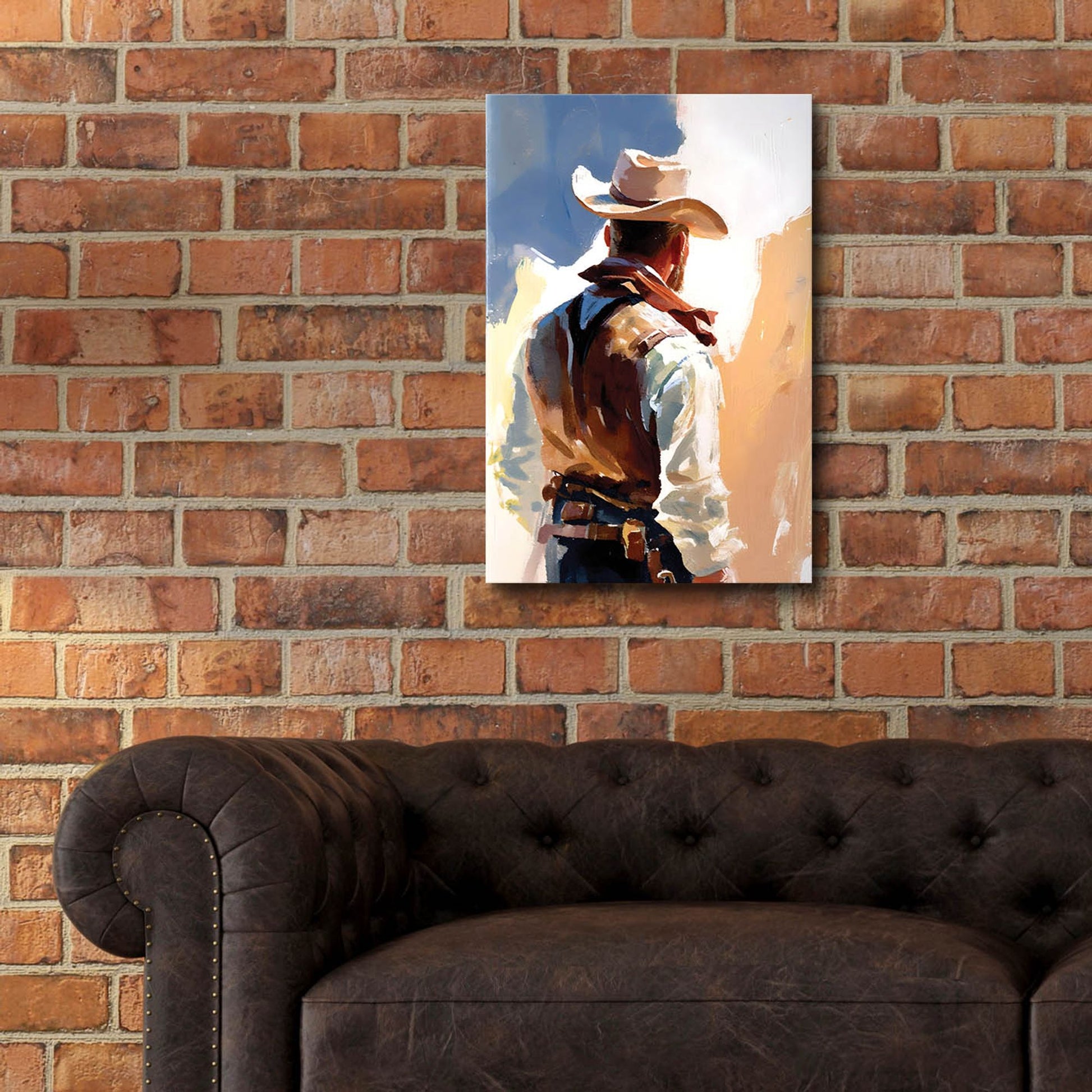 Epic Art 'Cowboy 2' by Petals Prints Design, Acrylic Glass Wall Art,16x24