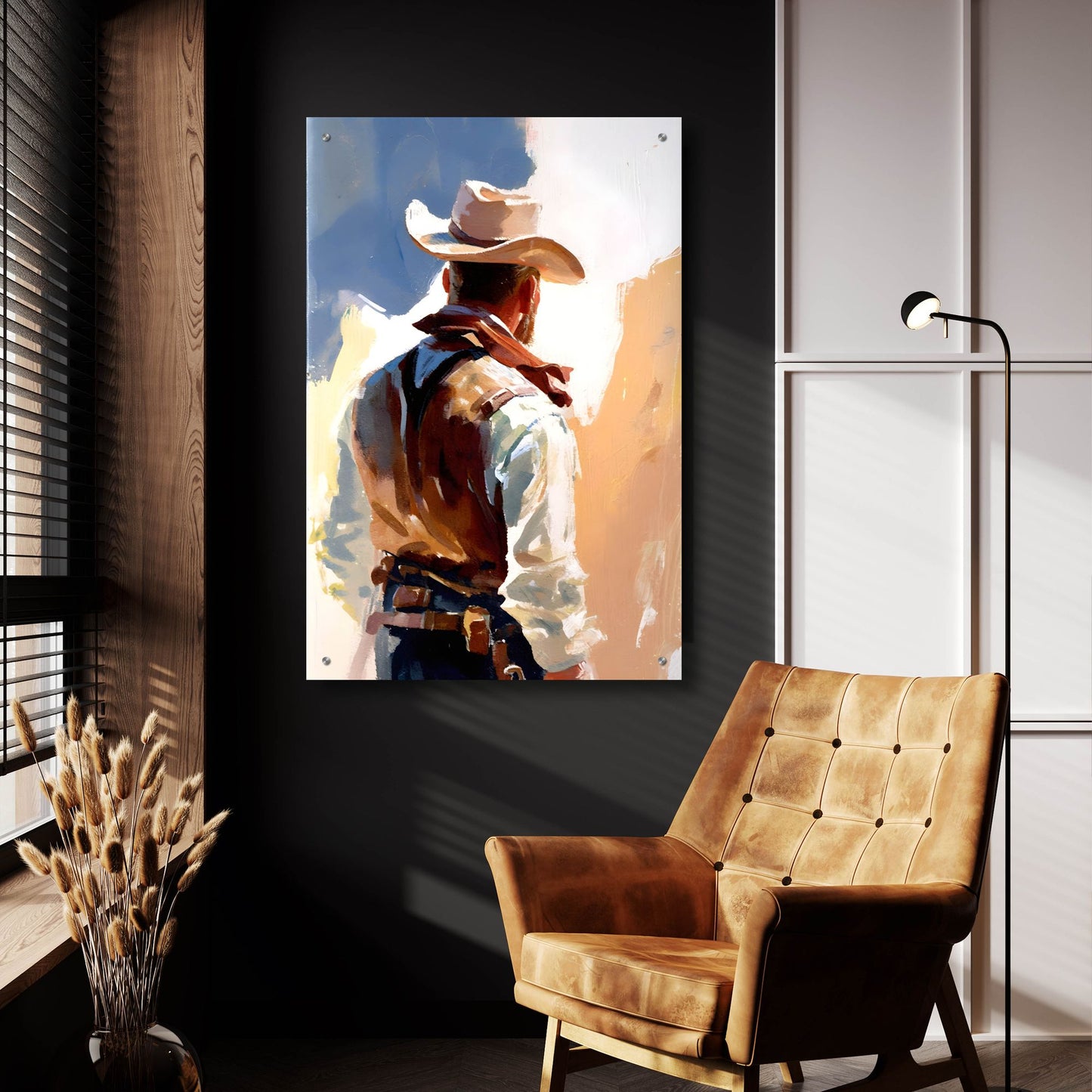 Epic Art 'Cowboy 2' by Petals Prints Design, Acrylic Glass Wall Art,24x36