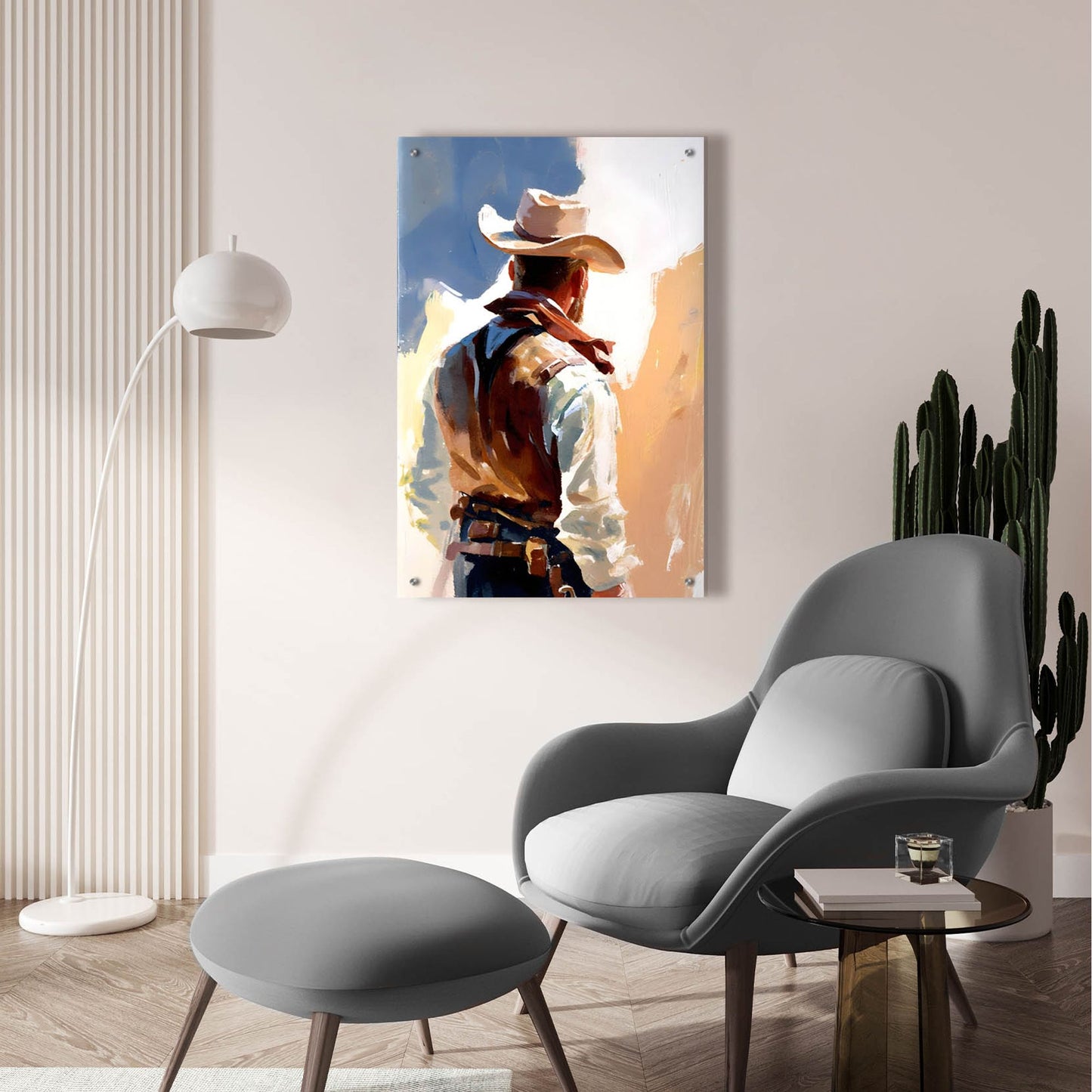 Epic Art 'Cowboy 2' by Petals Prints Design, Acrylic Glass Wall Art,24x36