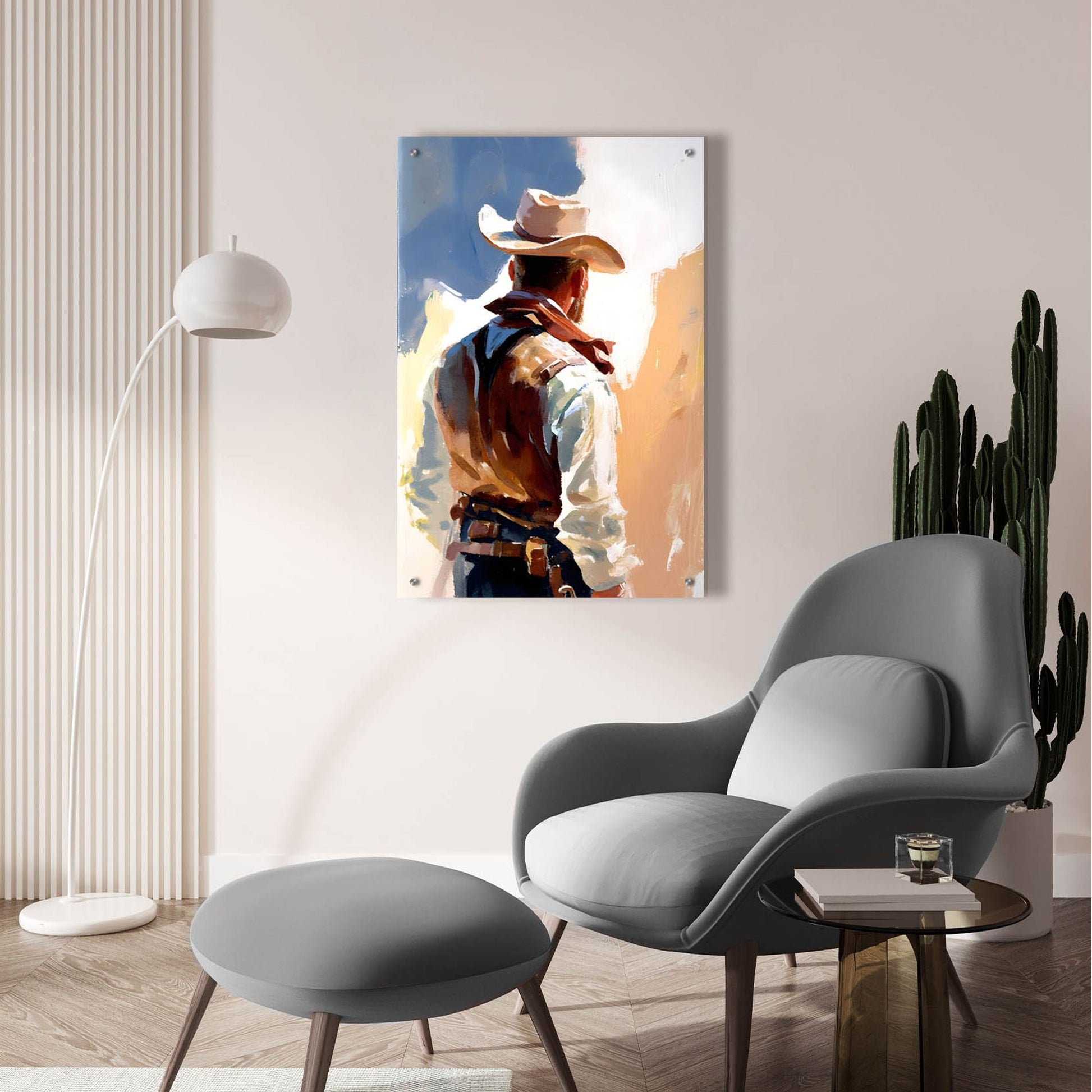 Epic Art 'Cowboy 2' by Petals Prints Design, Acrylic Glass Wall Art,24x36