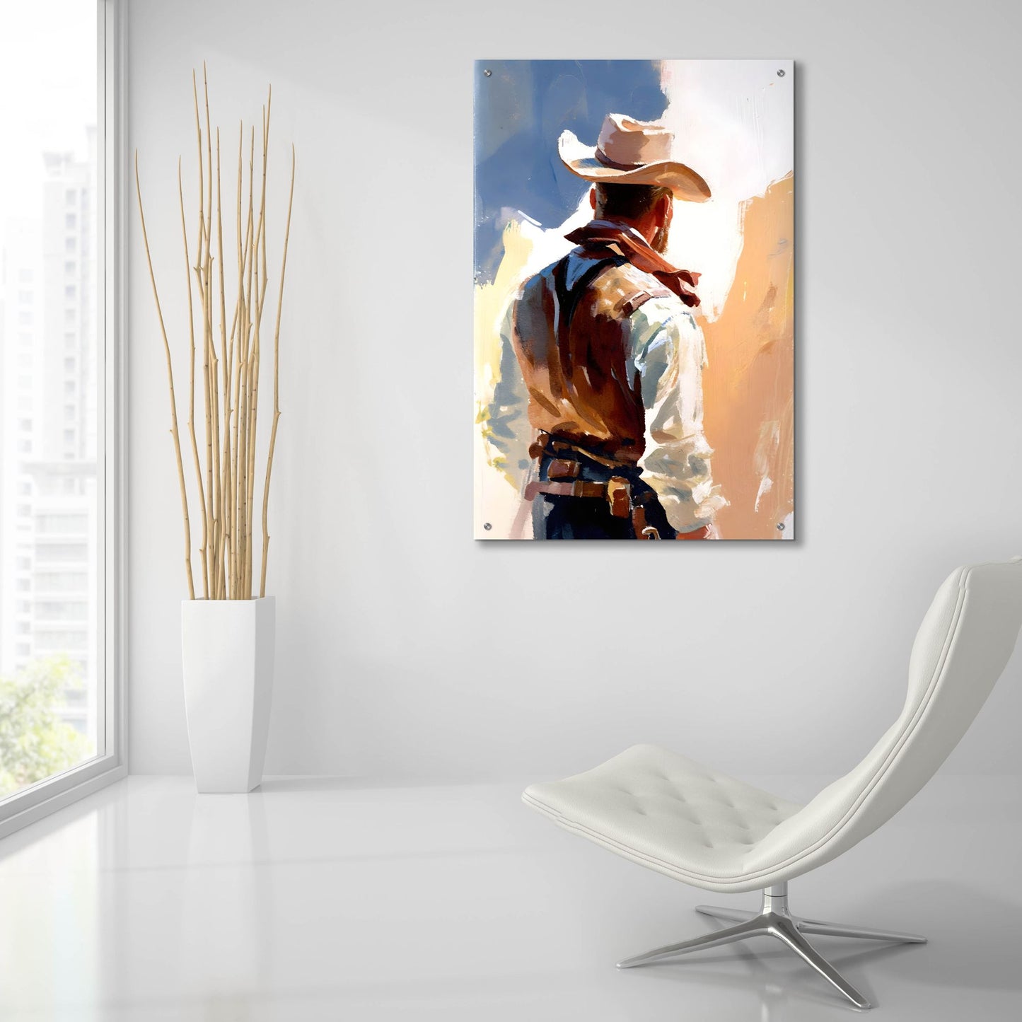 Epic Art 'Cowboy 2' by Petals Prints Design, Acrylic Glass Wall Art,24x36