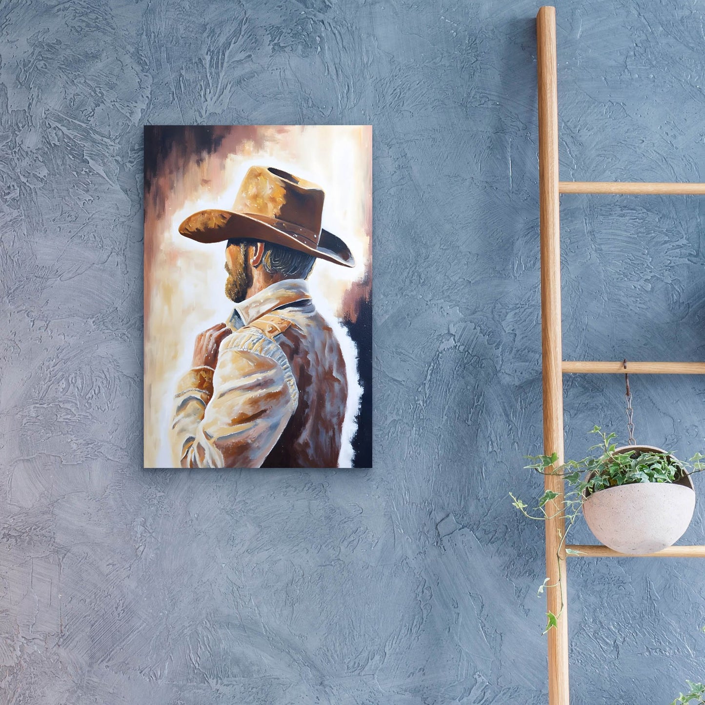 Epic Art 'Cowboy 4' by Petals Prints Design, Acrylic Glass Wall Art,16x24