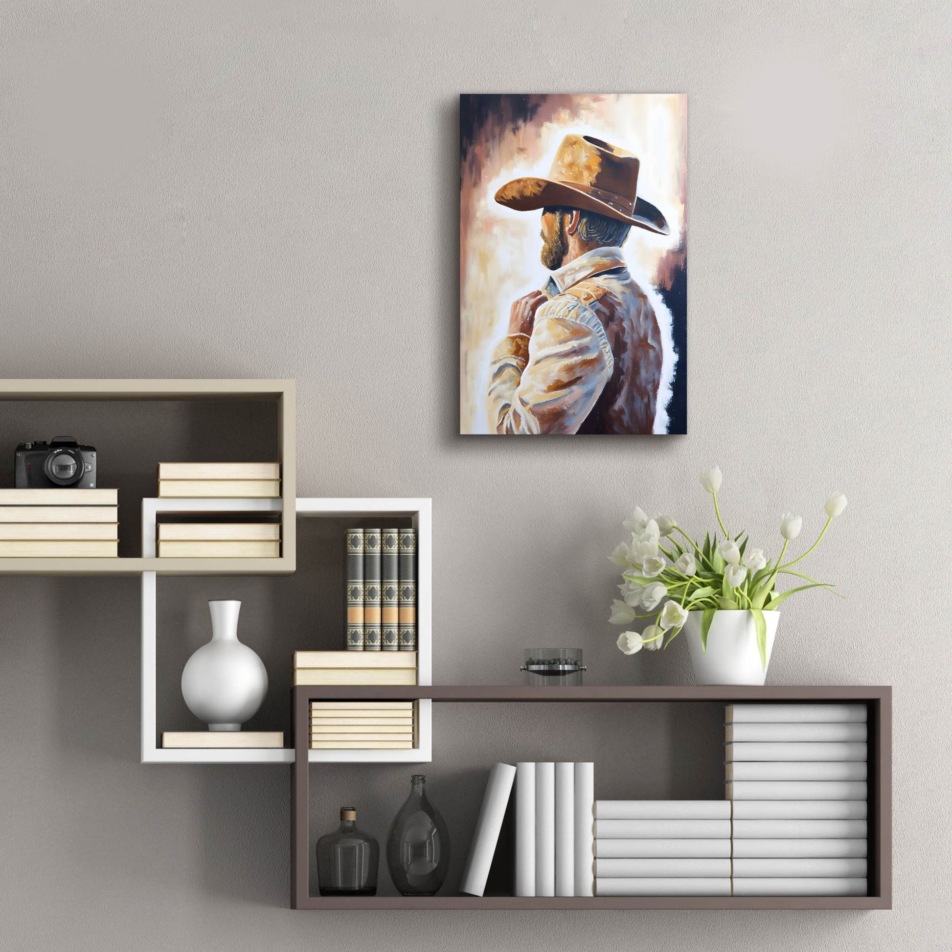 Epic Art 'Cowboy 4' by Petals Prints Design, Acrylic Glass Wall Art,16x24
