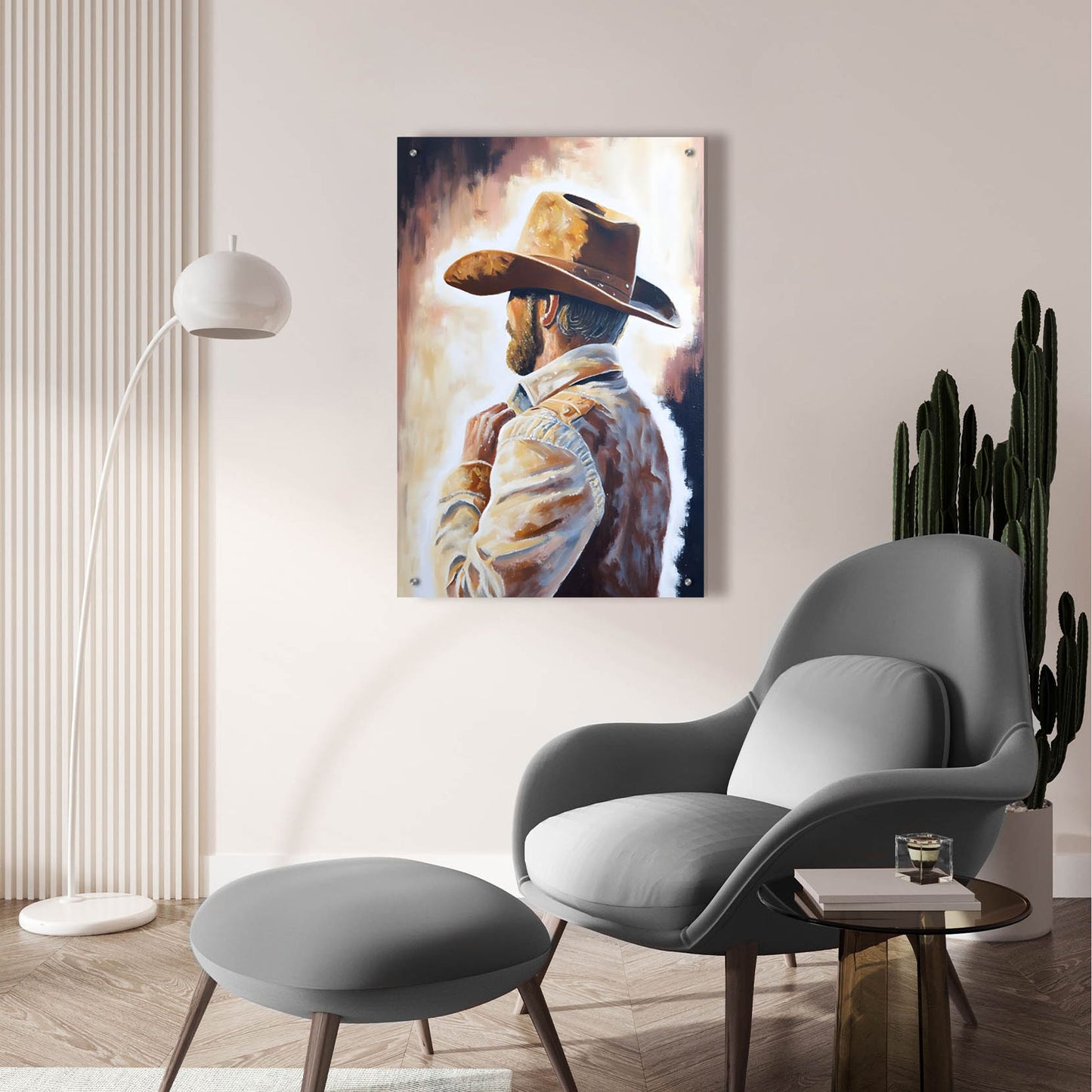 Epic Art 'Cowboy 4' by Petals Prints Design, Acrylic Glass Wall Art,24x36