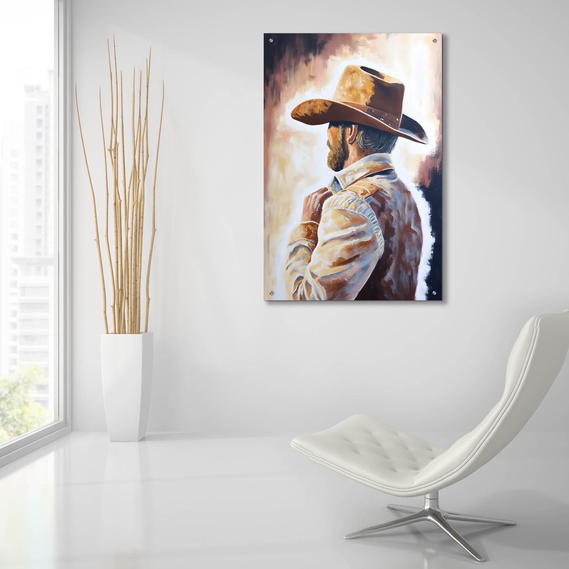 Epic Art 'Cowboy 4' by Petals Prints Design, Acrylic Glass Wall Art,24x36