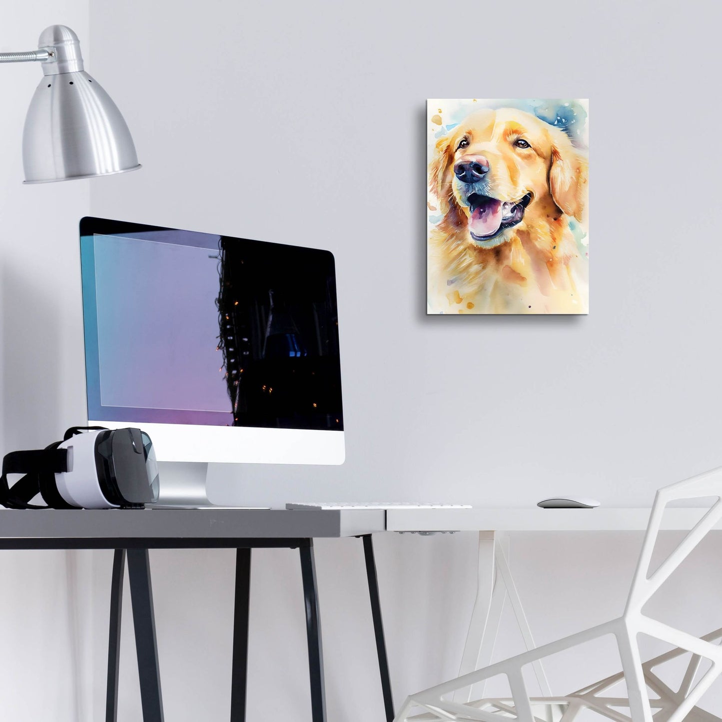 Epic Art 'Golden Retriever' by Petals Prints Design, Acrylic Glass Wall Art,12x16