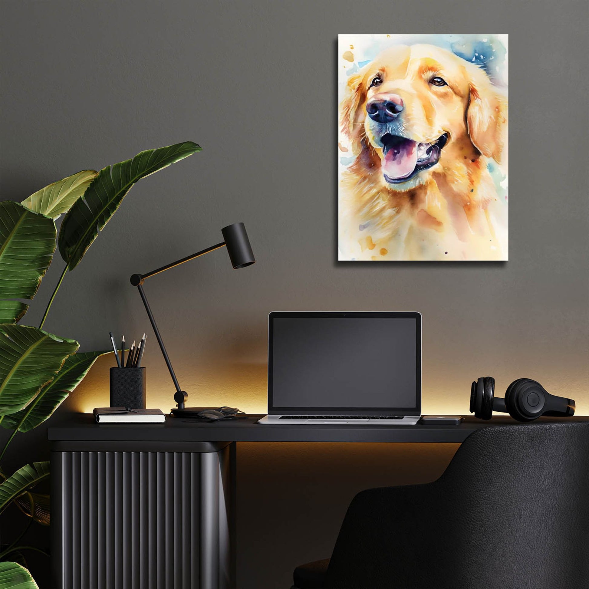 Epic Art 'Golden Retriever' by Petals Prints Design, Acrylic Glass Wall Art,12x16