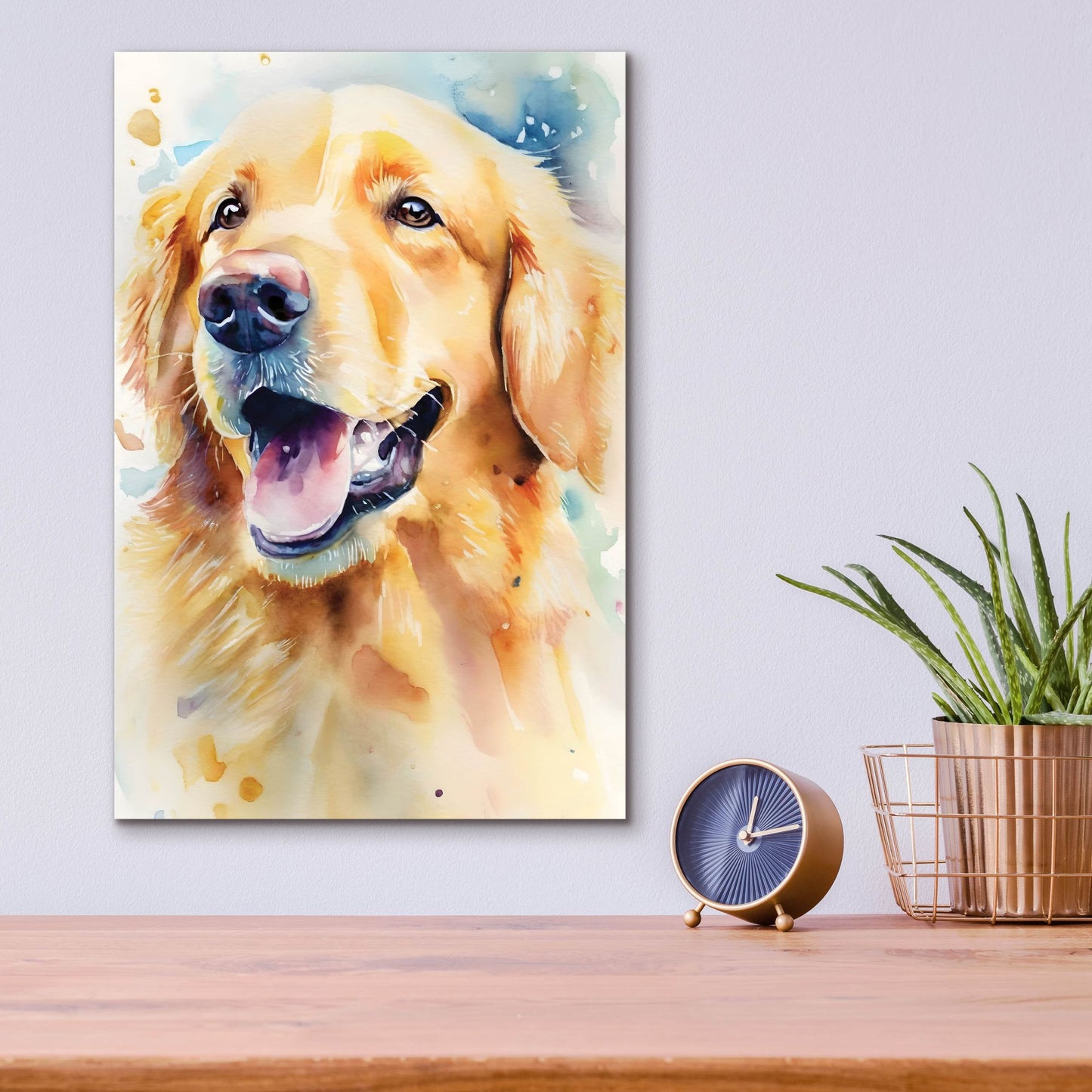 Epic Art 'Golden Retriever' by Petals Prints Design, Acrylic Glass Wall Art,12x16