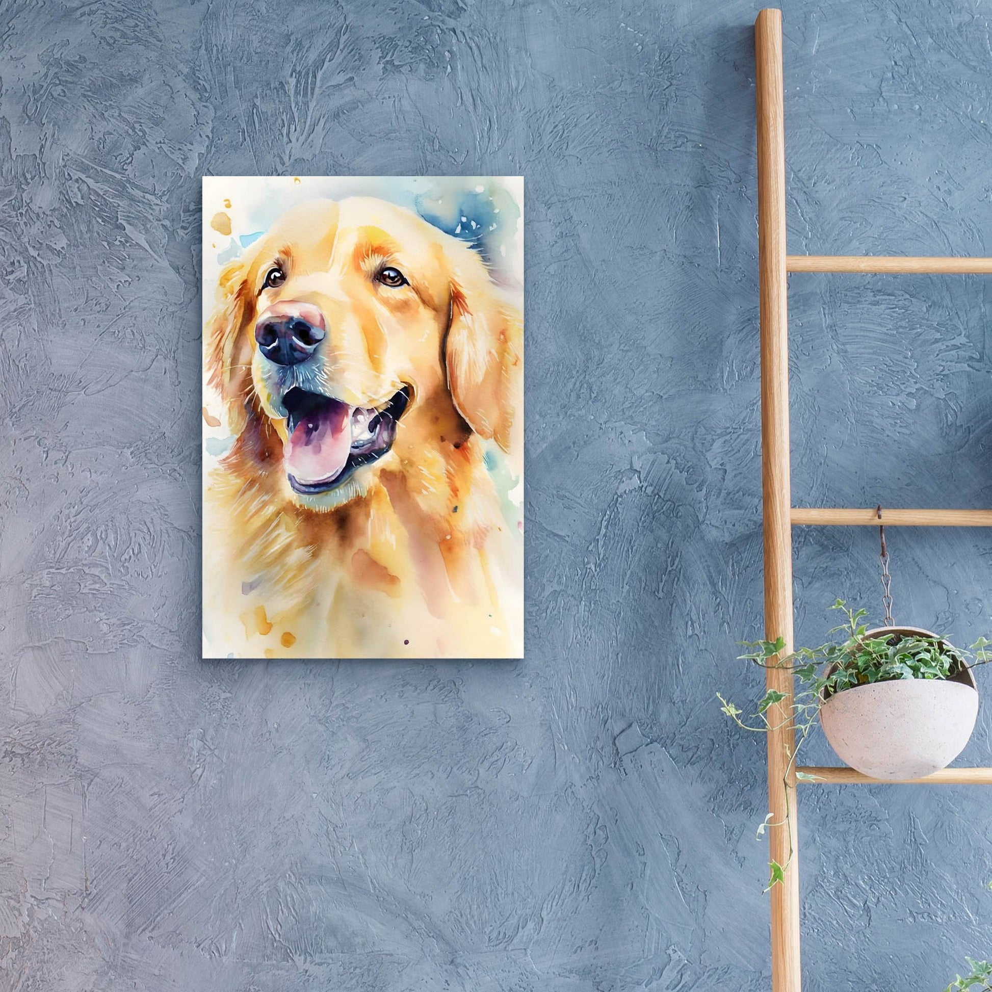 Epic Art 'Golden Retriever' by Petals Prints Design, Acrylic Glass Wall Art,16x24