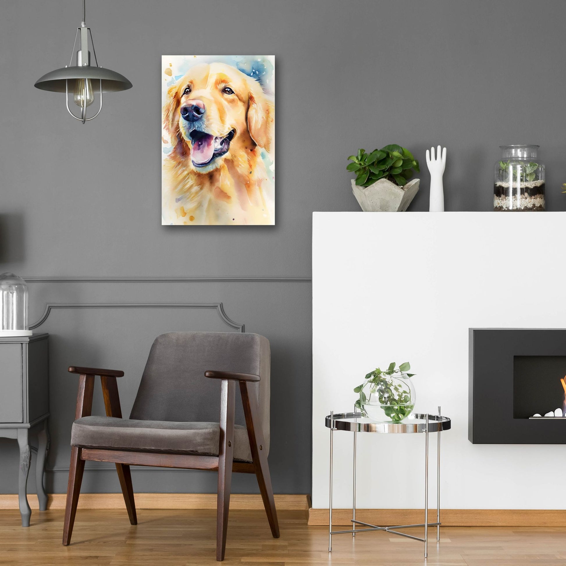 Epic Art 'Golden Retriever' by Petals Prints Design, Acrylic Glass Wall Art,16x24