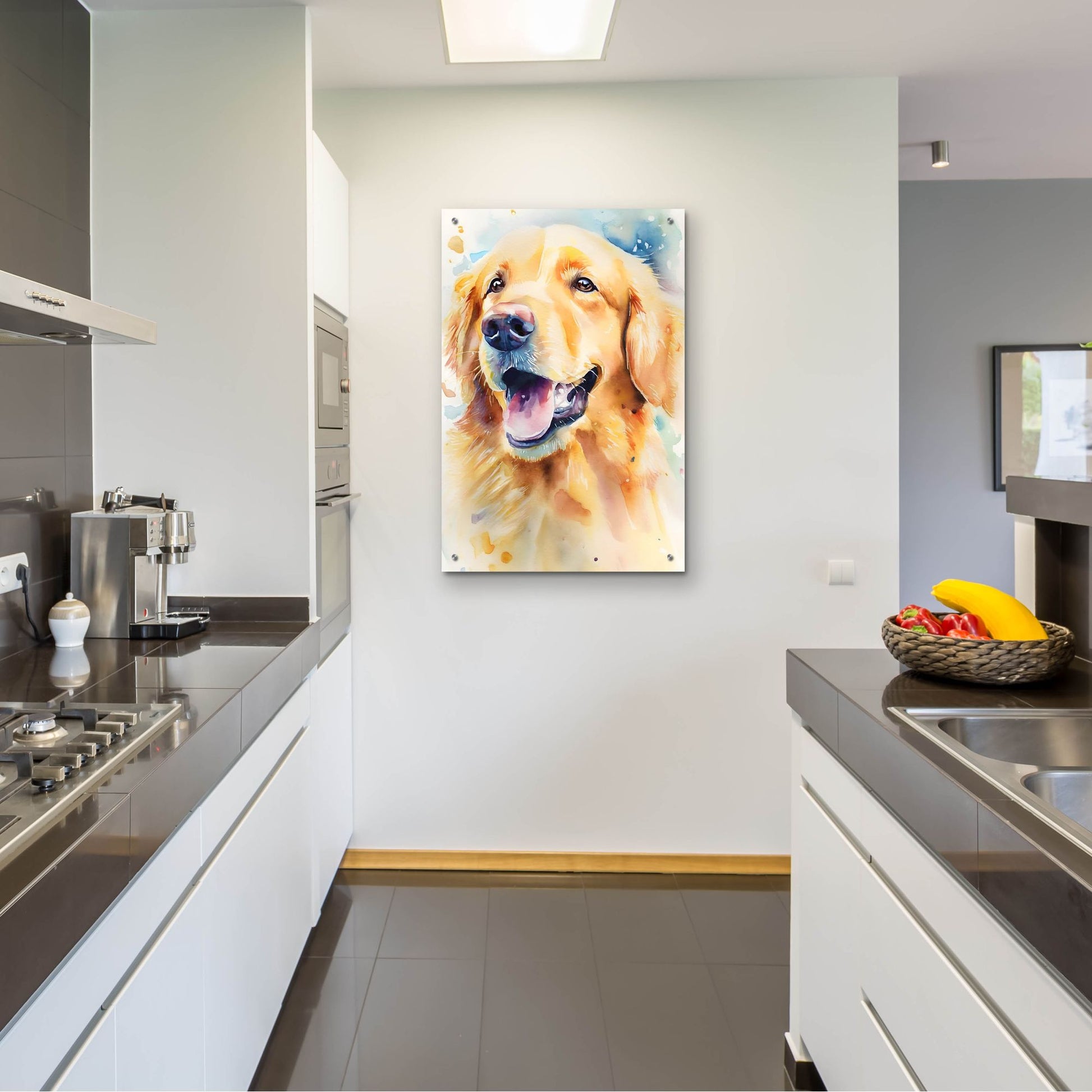 Epic Art 'Golden Retriever' by Petals Prints Design, Acrylic Glass Wall Art,24x36