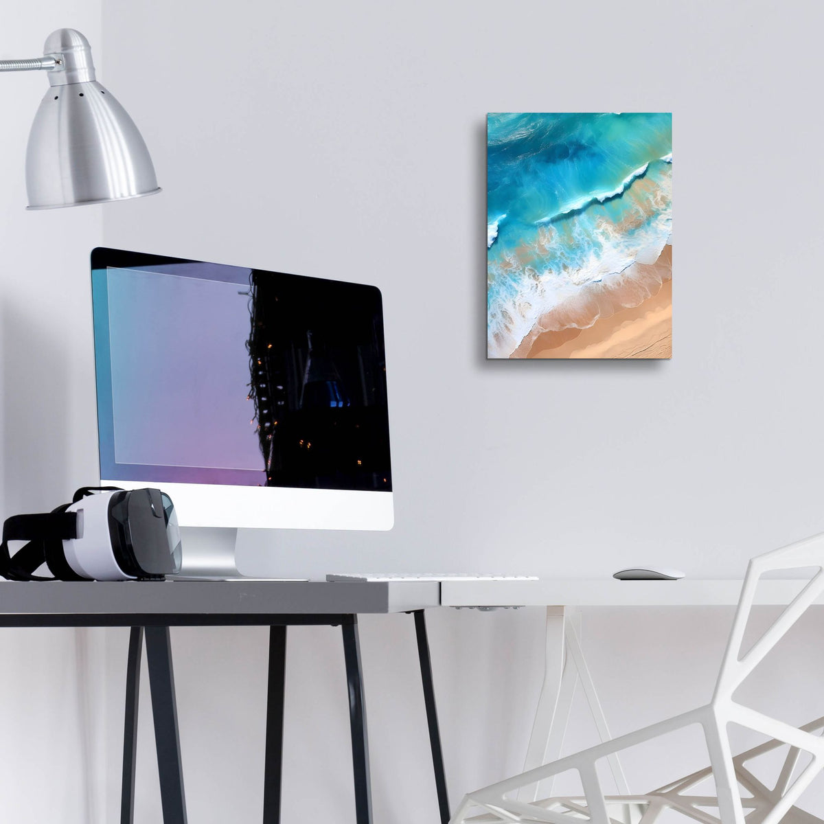 Epic Art 'Indigo Aerial Beach 1' by Petals Prints Design, Acrylic Glass Wall Art,12x16